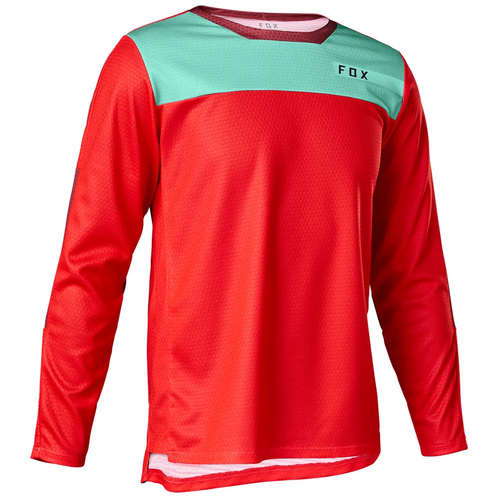 Fox Youth Defend Ls Jersey Moth - Flo Red