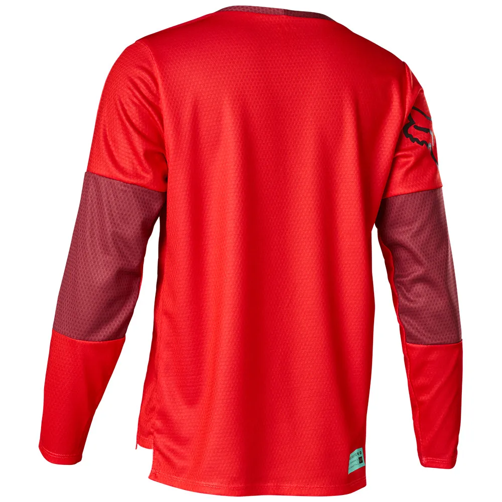 Fox Youth Defend Ls Jersey Moth - Flo Red