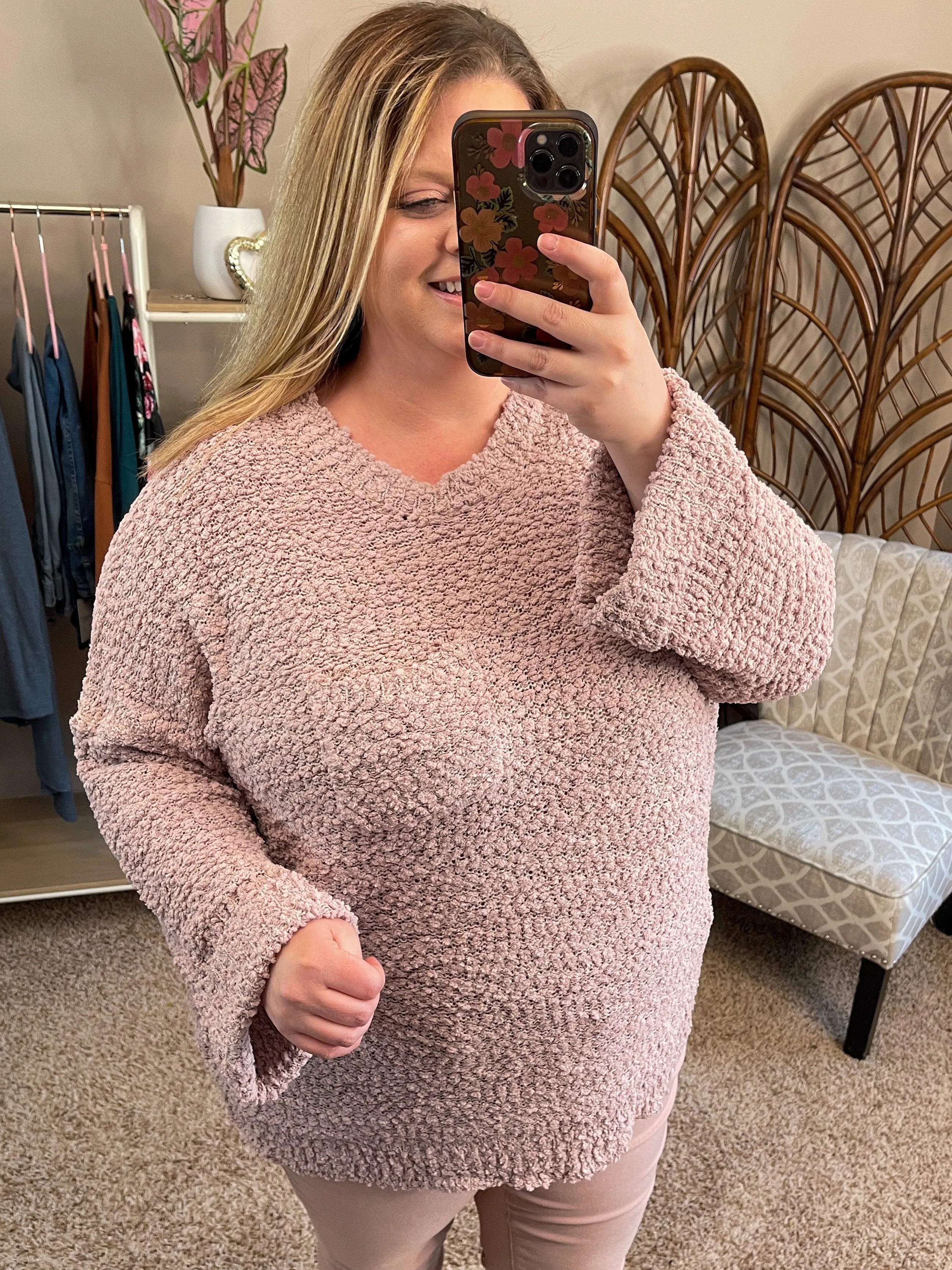 From the Beginning Pocket Sweater - Mauve