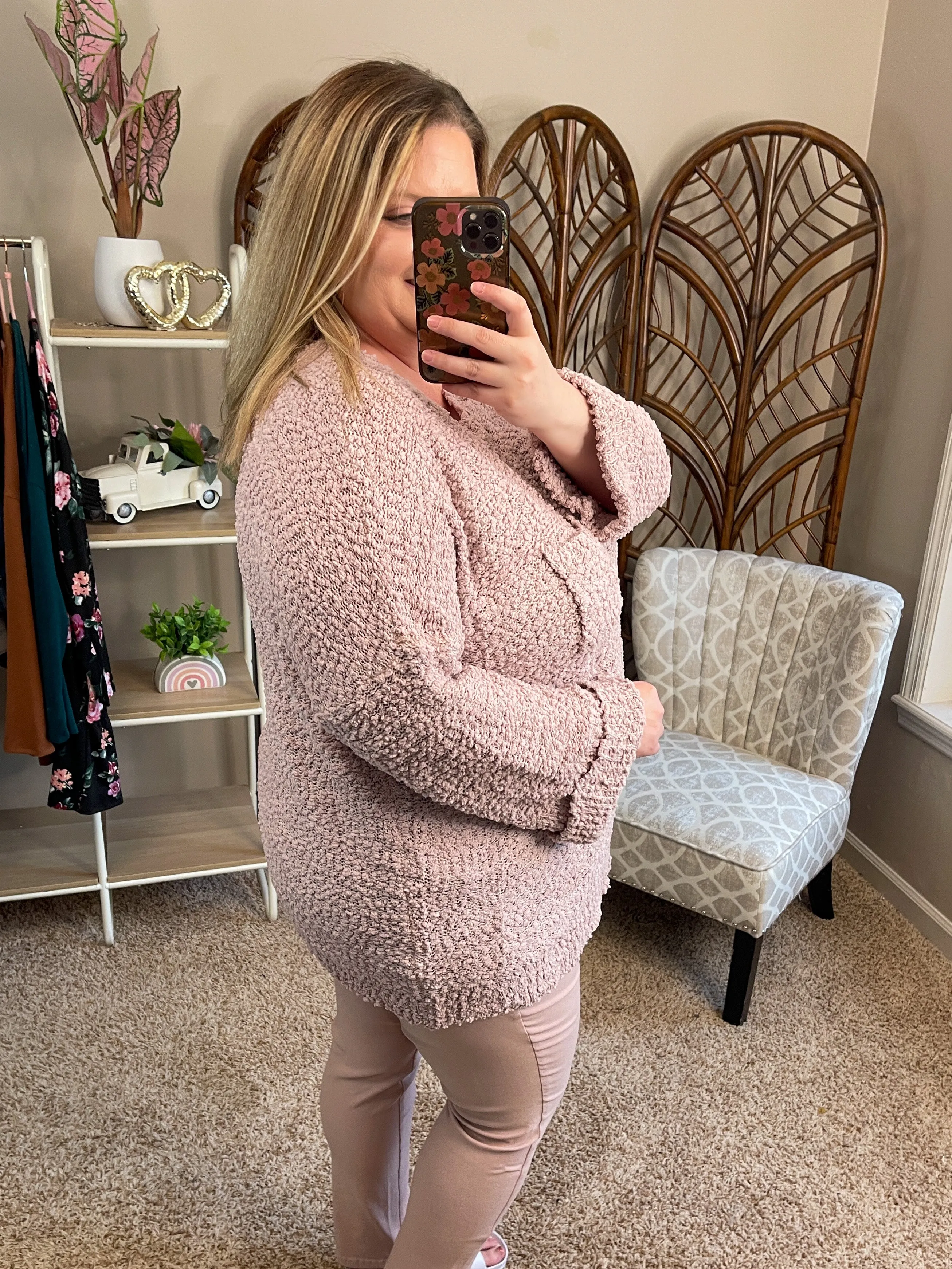 From the Beginning Pocket Sweater - Mauve
