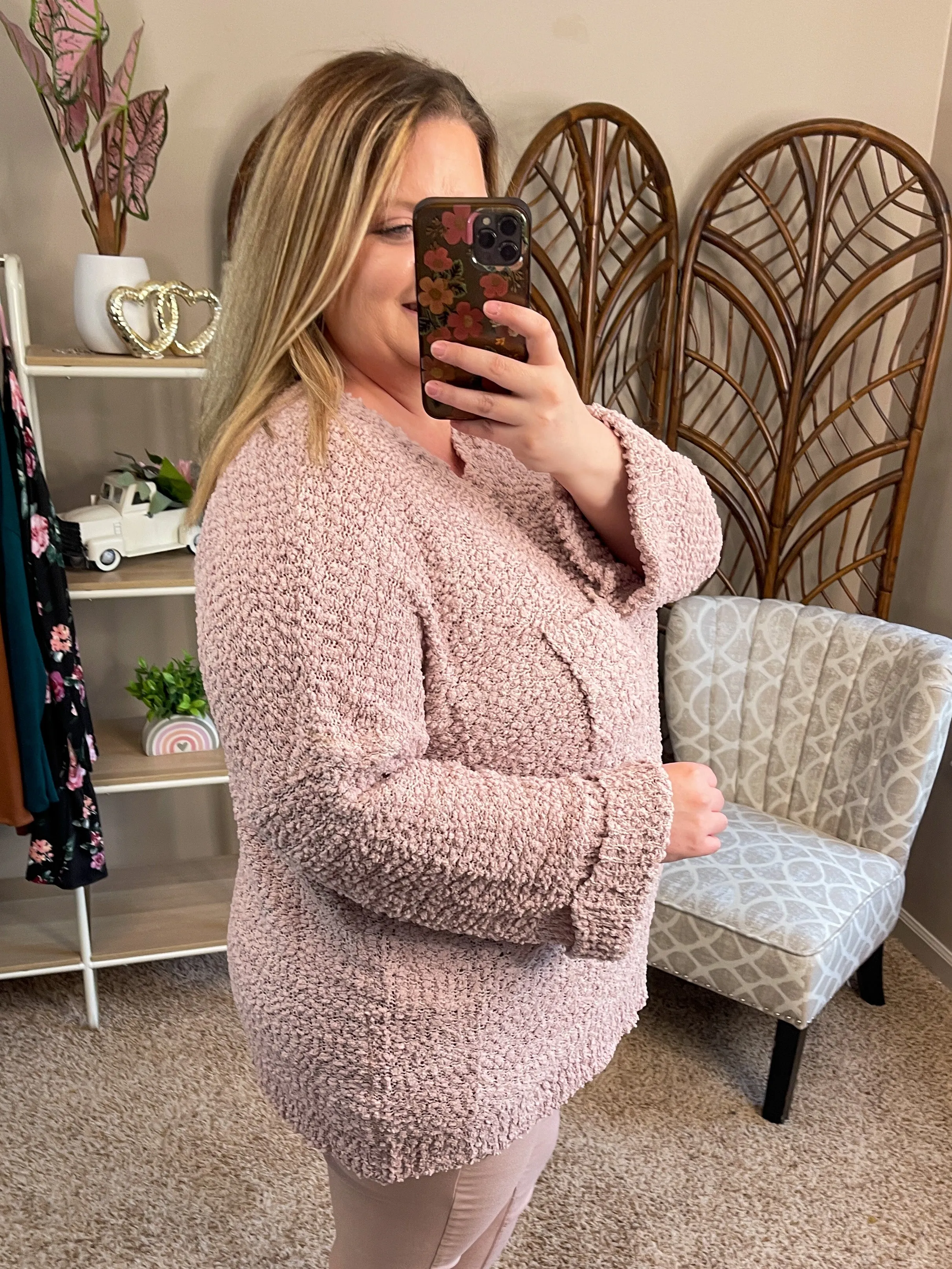 From the Beginning Pocket Sweater - Mauve