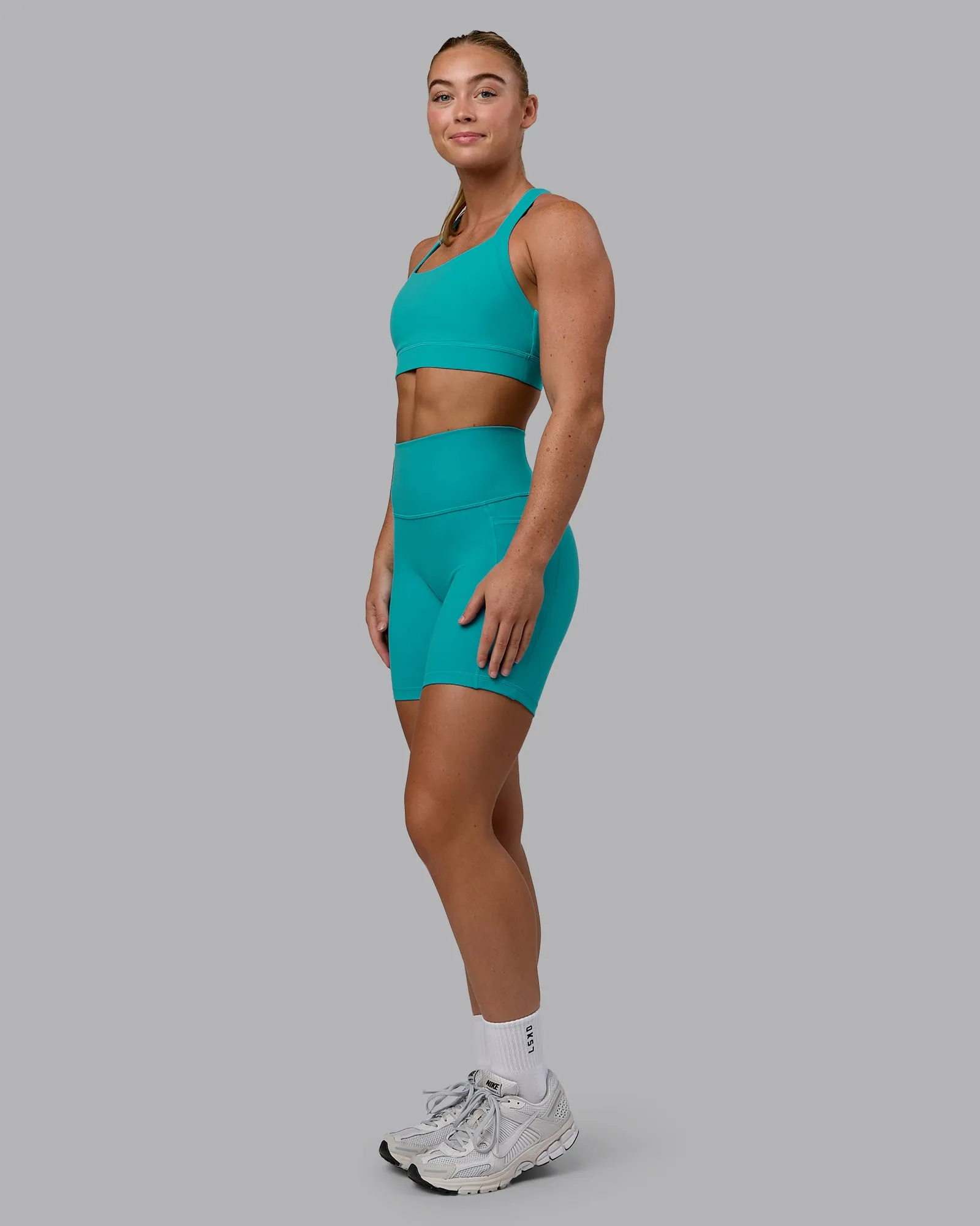 Fusion Mid Short Tights with Pockets - Uplift Blue