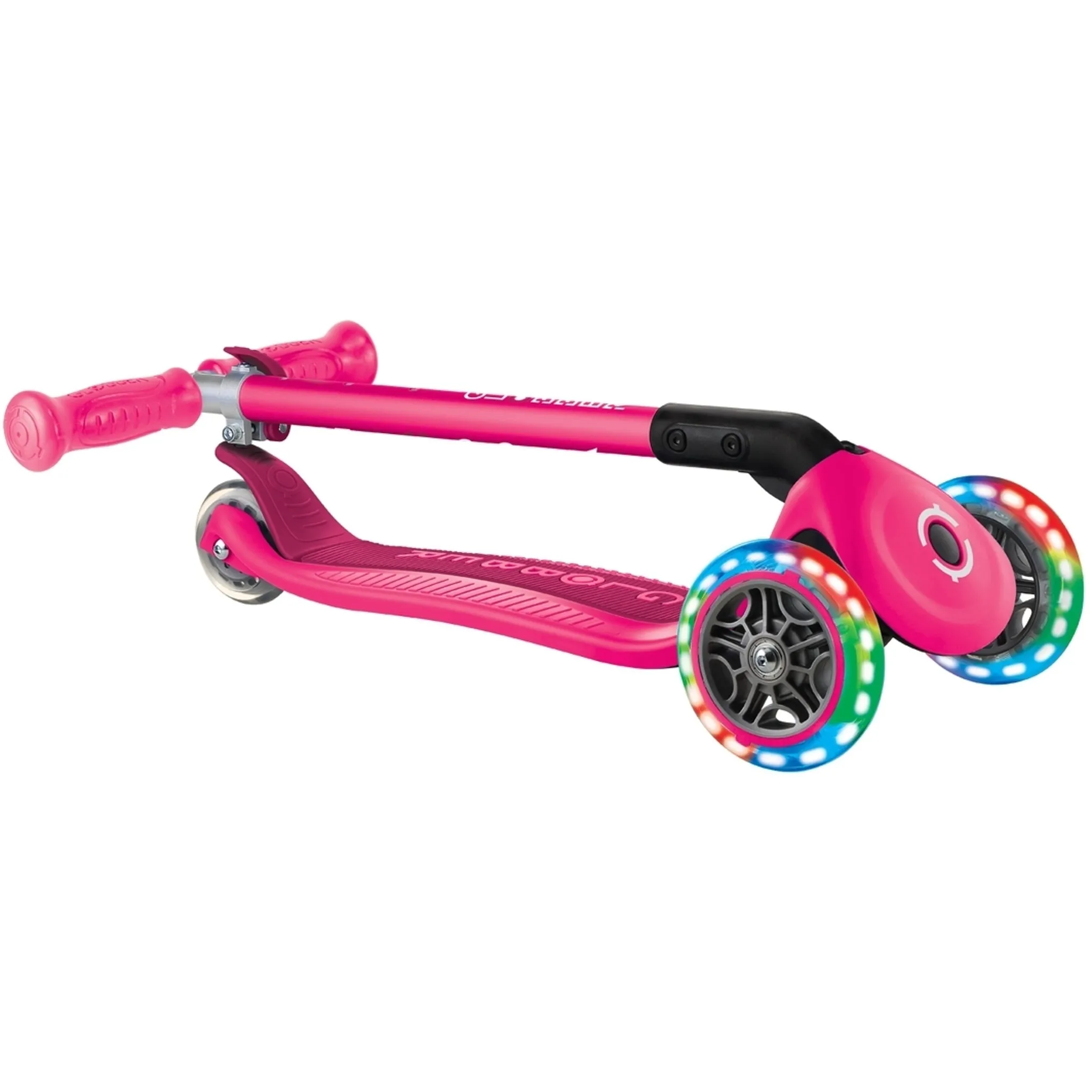 Globber Primo Foldable Lights Kids Scooter Neon Pink