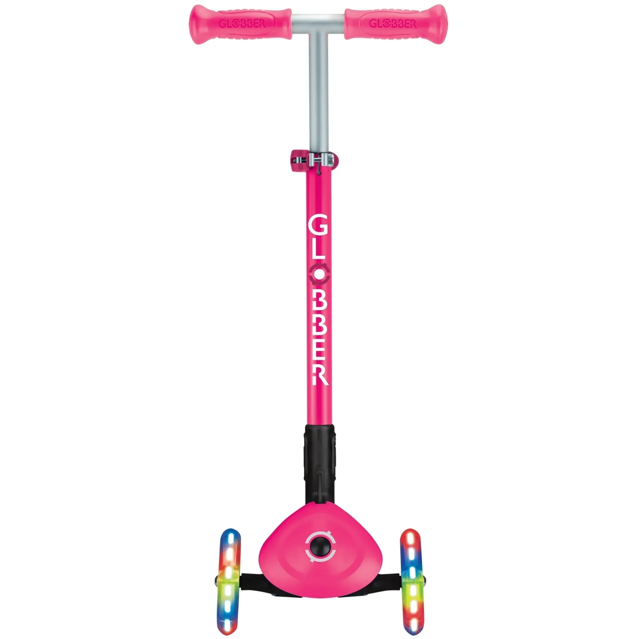 Globber Primo Foldable Lights Kids Scooter Neon Pink