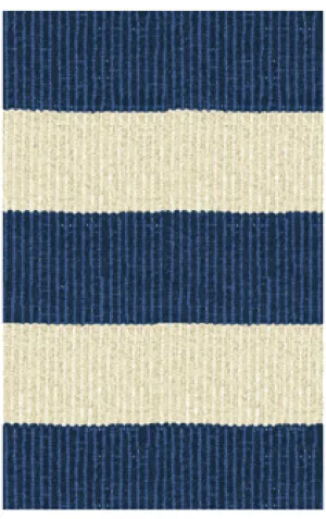 Hampton 4-inch Stripe Indoor/Outdoor PVC Rug - Pacific Blue/Cream