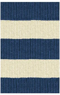 Hampton 4-inch Stripe Indoor/Outdoor PVC Rug - Pacific Blue/Cream
