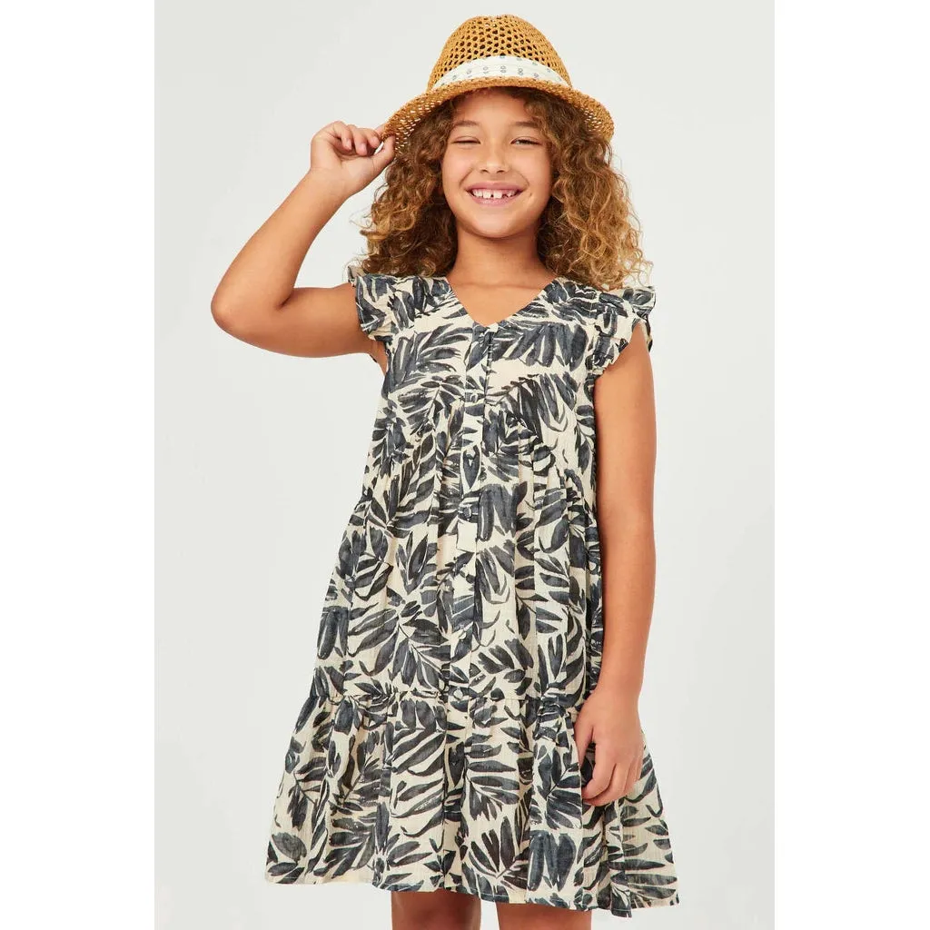 Hayden Girls Botanical Sleeveless Button Detail Dress