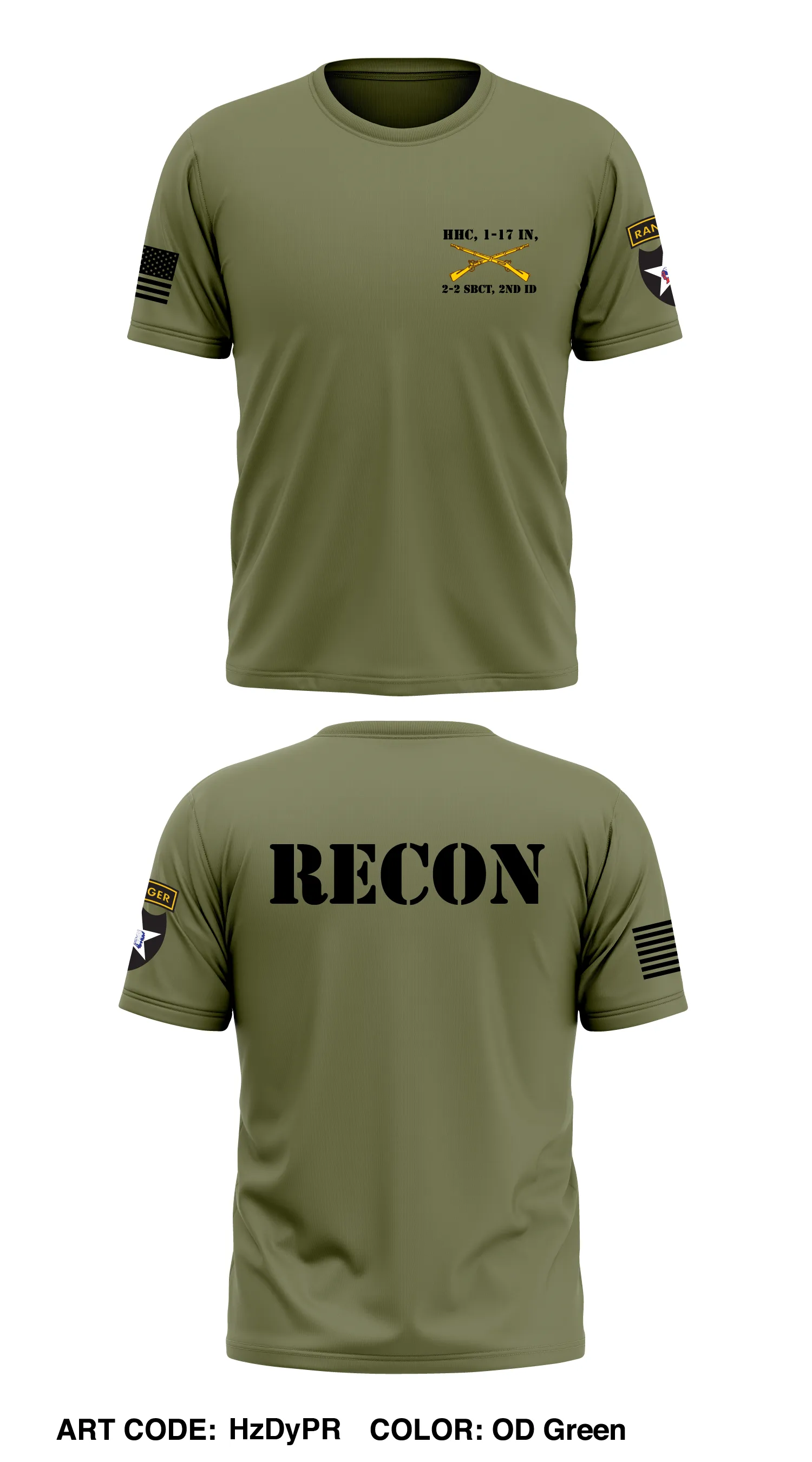 HHC, 1-17 IN, 2-2 SBCT, 2nd ID Store 1 Core Men's SS Performance Tee - HzDyPR
