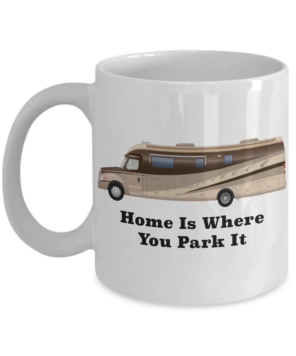 Home is Where You Park It RV Coffee Cup Happy Camper Mug Retirement Gift