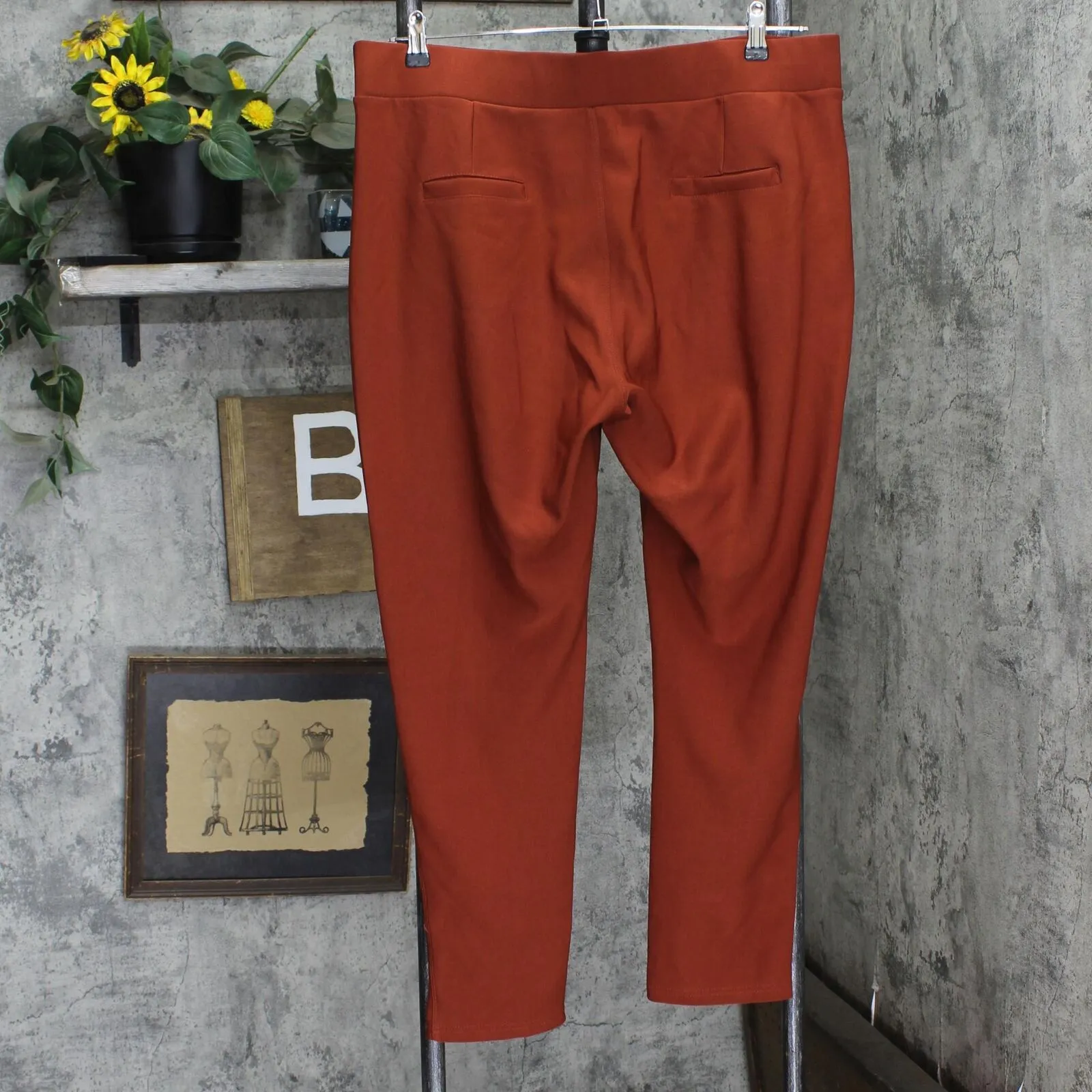 Hype Collection Womens Stretch Athletic Knit Leggings Burnt Orange 3X