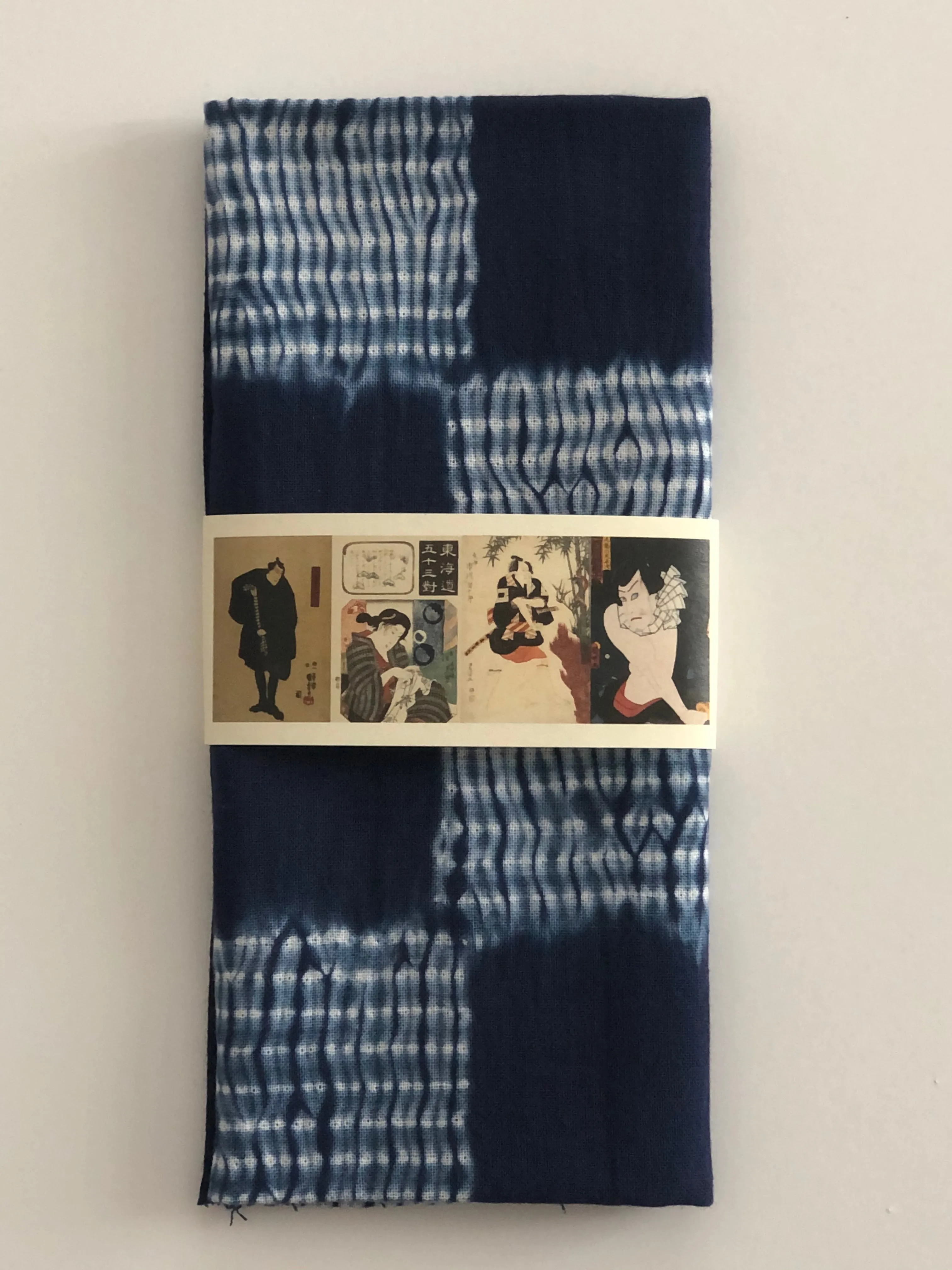 Ichimatsu Mokume Shibori Tenugui