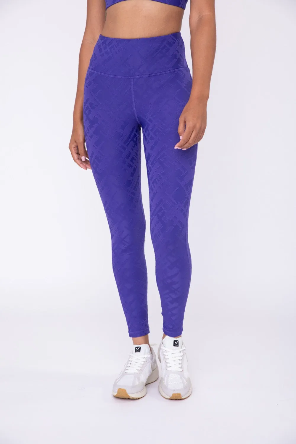 Indigo Crosshatch High-Waist Leggings