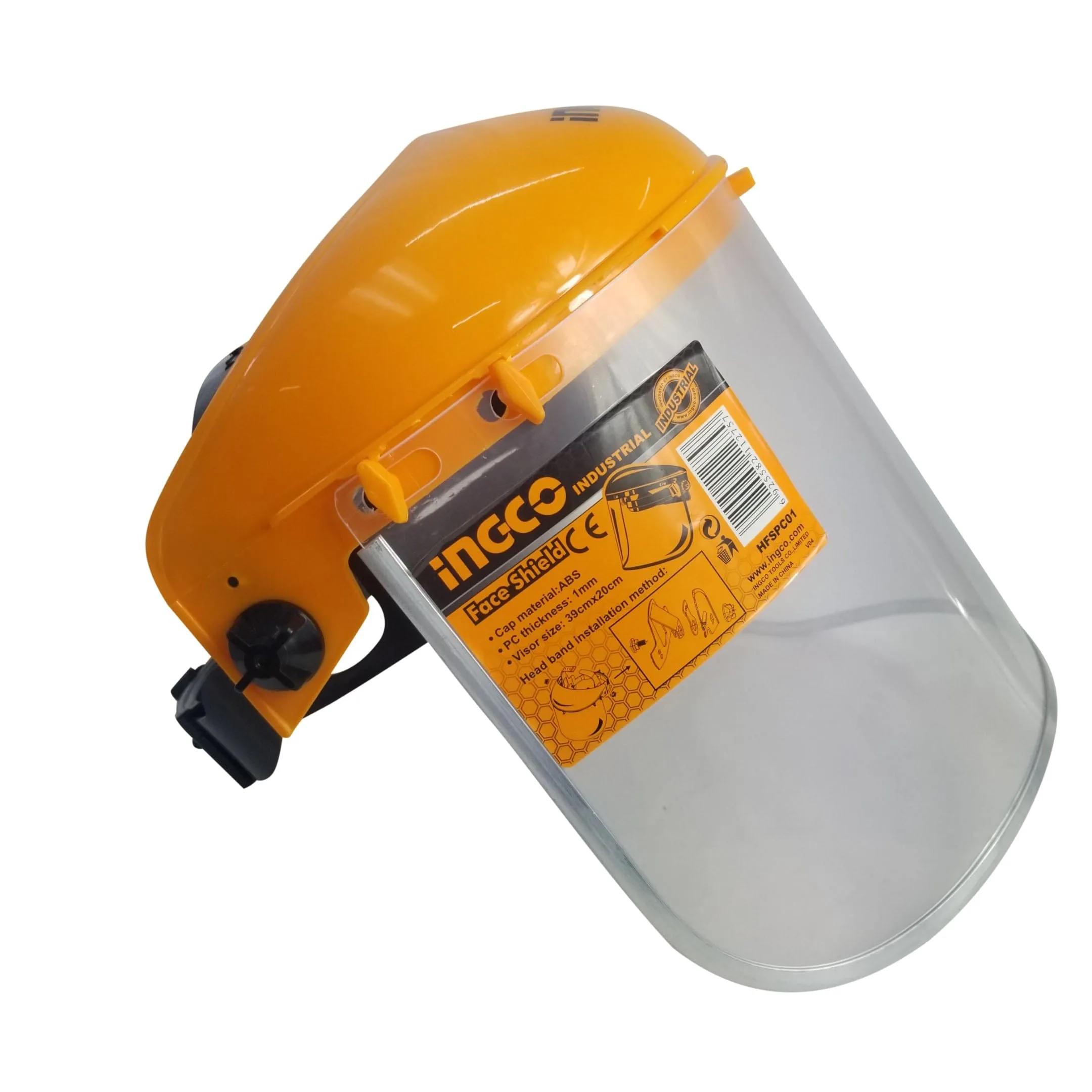 Ingco Face Shield with Impact-Resistant Visor & Adjustable Headgear – HFSPC32