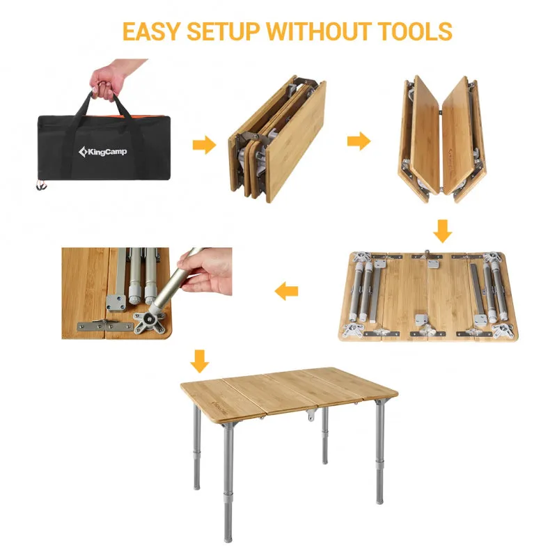 KingCamp - KingCamp Adjustable Bamboo Table
