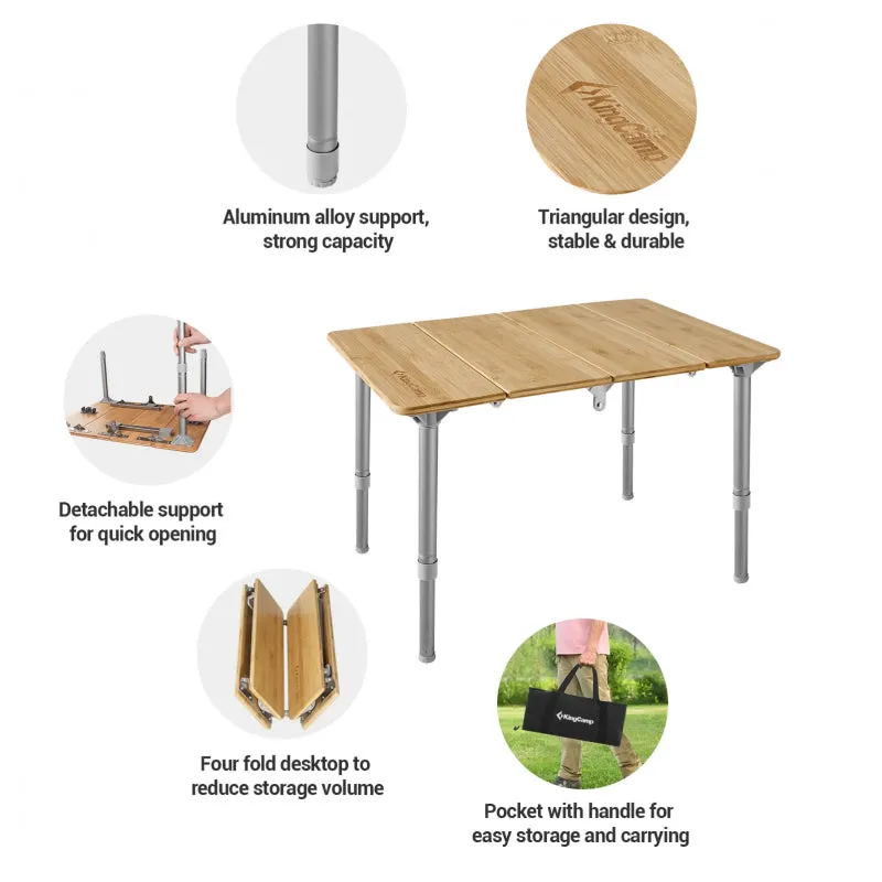 KingCamp - KingCamp Adjustable Bamboo Table