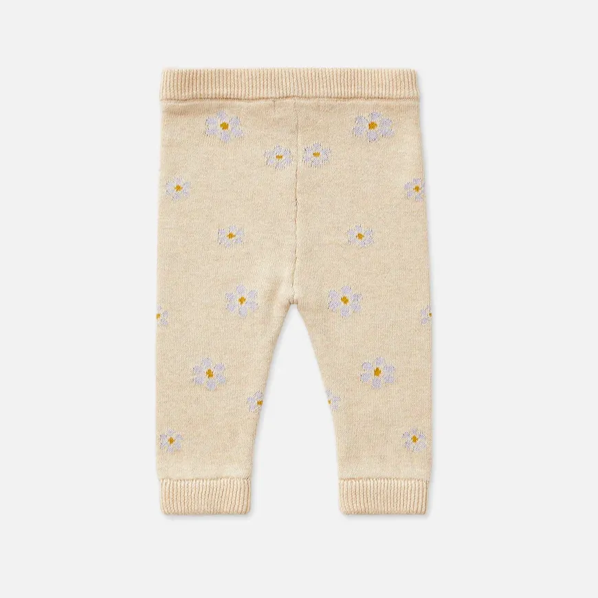 Knitted Baby Leggings - Lavender Bouquet