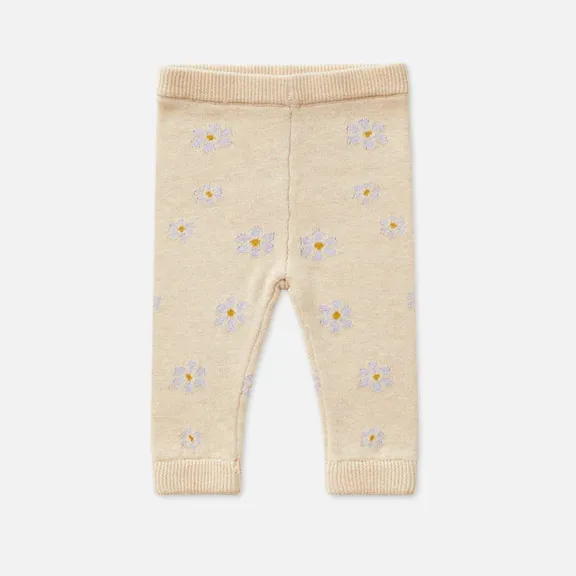 Knitted Baby Leggings - Lavender Bouquet