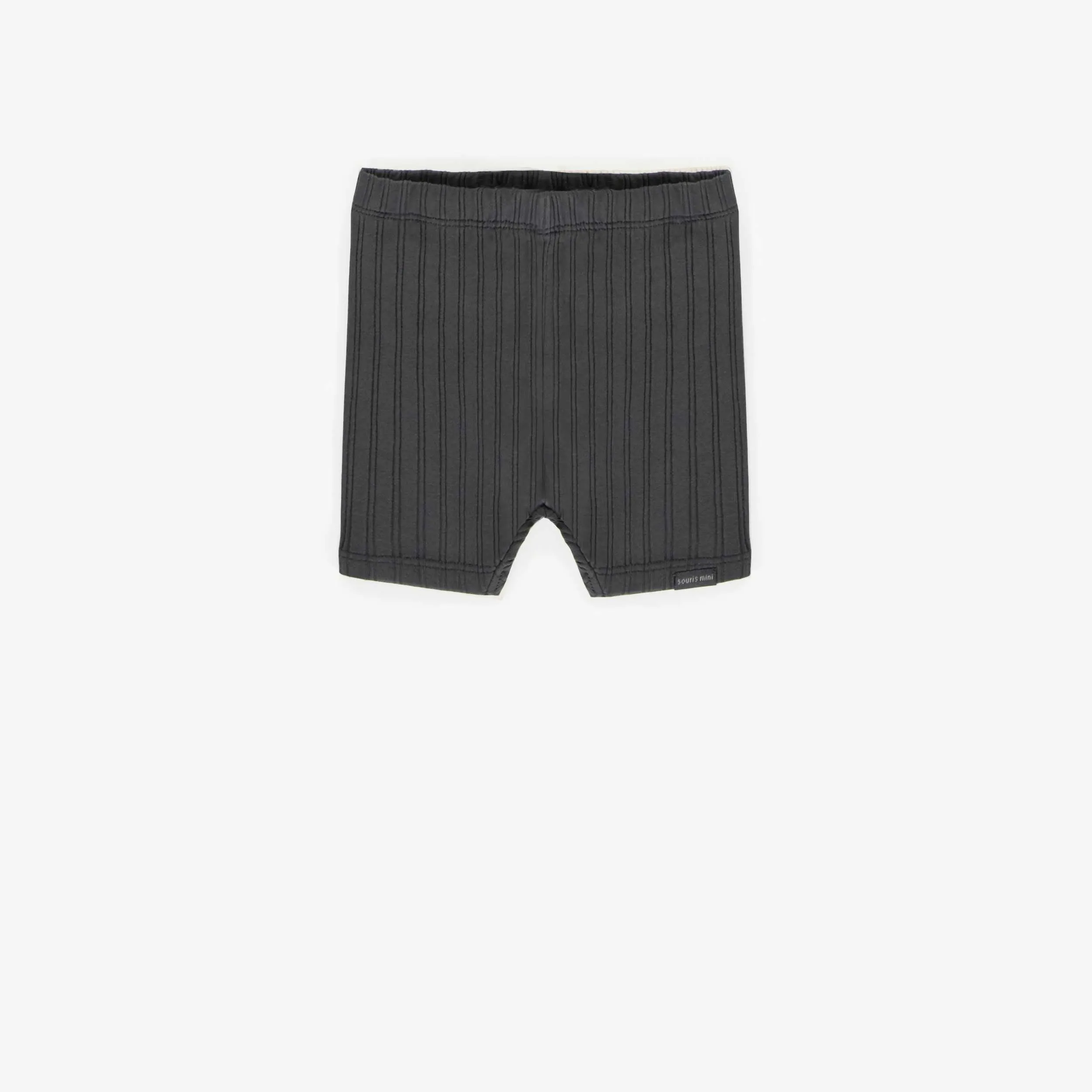 Legging court charcoal en coton côtelé, bébé || Charcoal biker short in ribbed cotton, baby