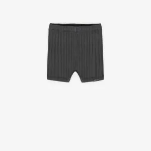 Legging court charcoal en coton côtelé, bébé || Charcoal biker short in ribbed cotton, baby