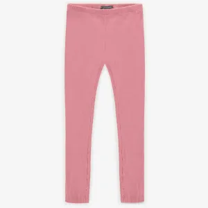 Legging long rose en coton côtelé, enfant || Pink long legging in ribbed cotton, child