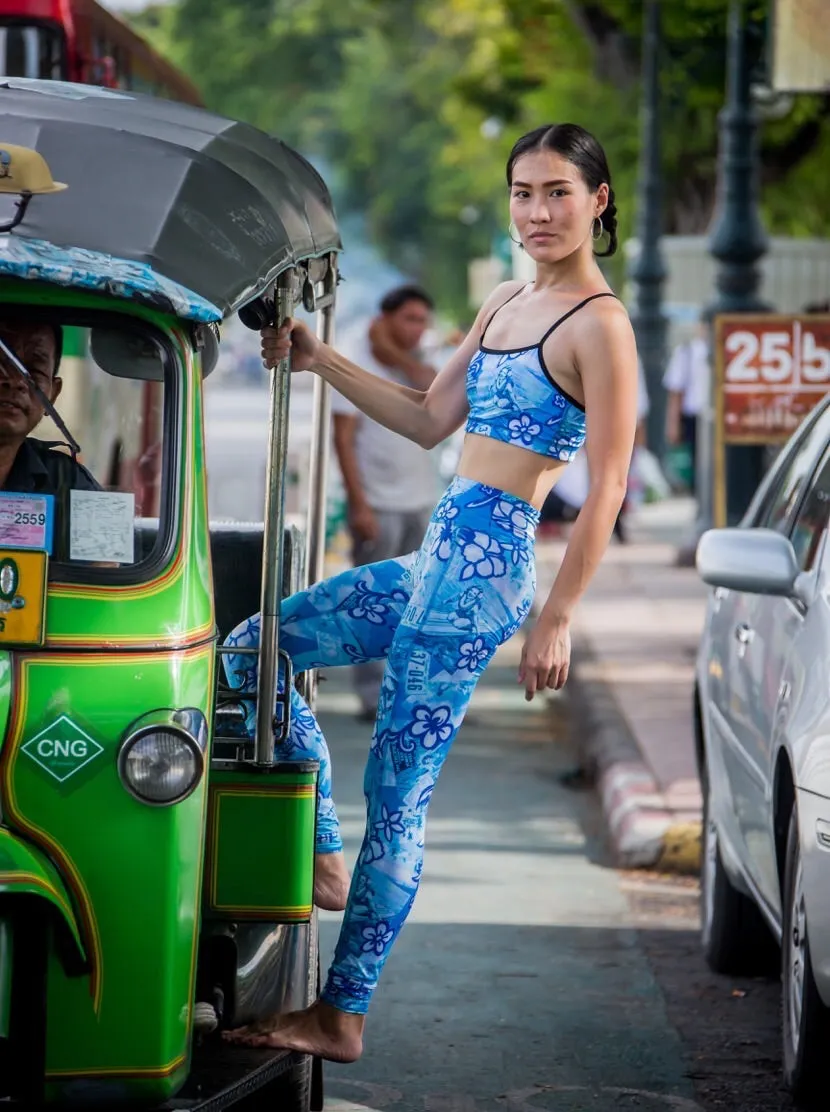 LEGGINGS VINTAGE BLUE HAWAII/OCEAN BLUE