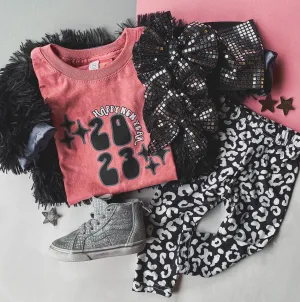 leopard leggings - black