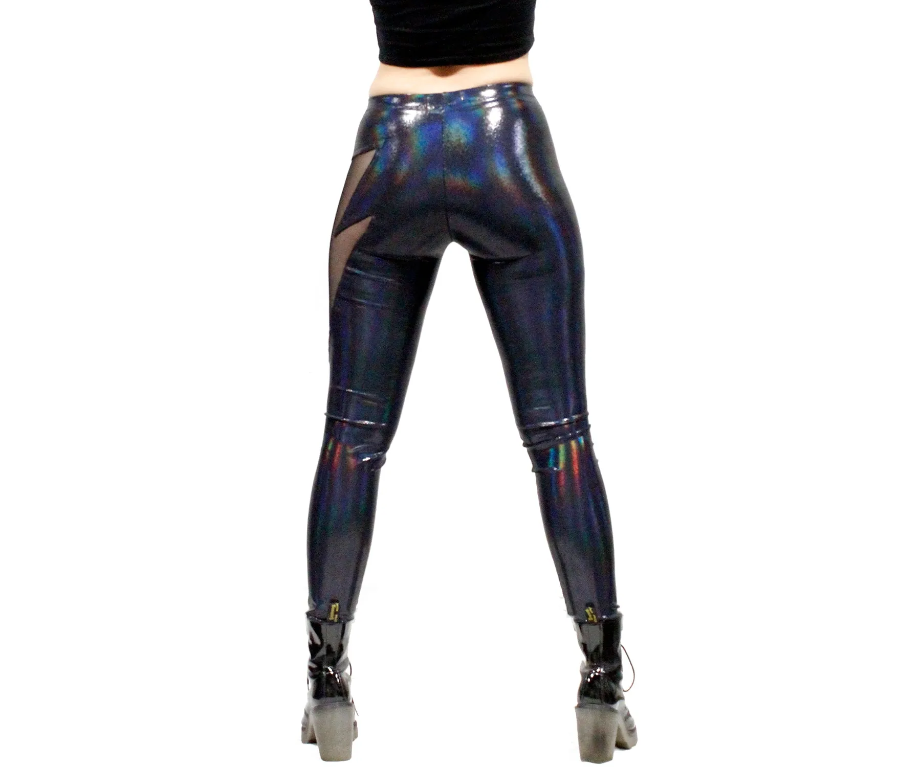 Lightning Leggings in Black Holo Oil Slick