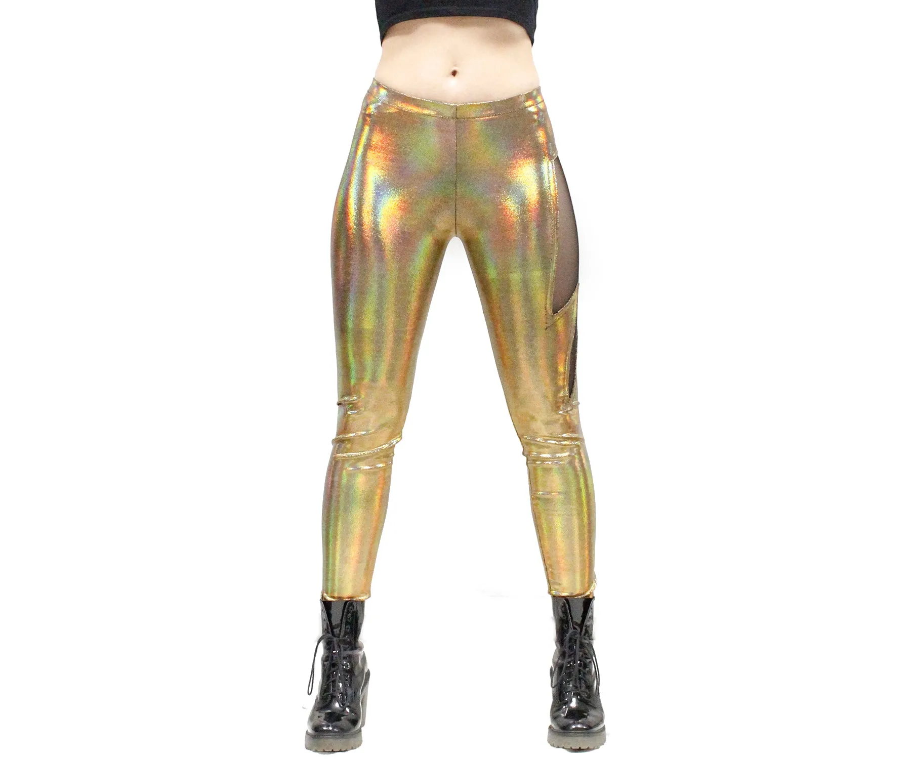Lightning Leggings in Holographic Gold