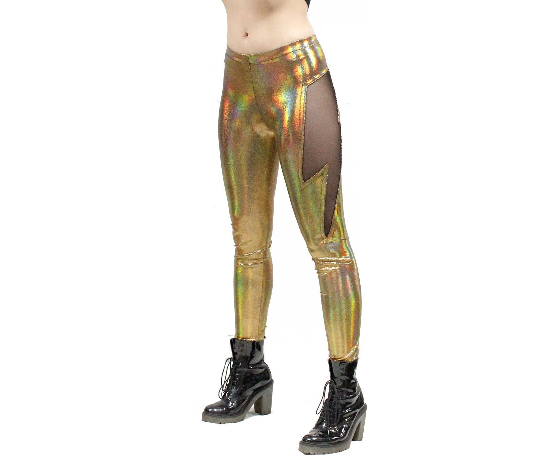 Lightning Leggings in Holographic Gold