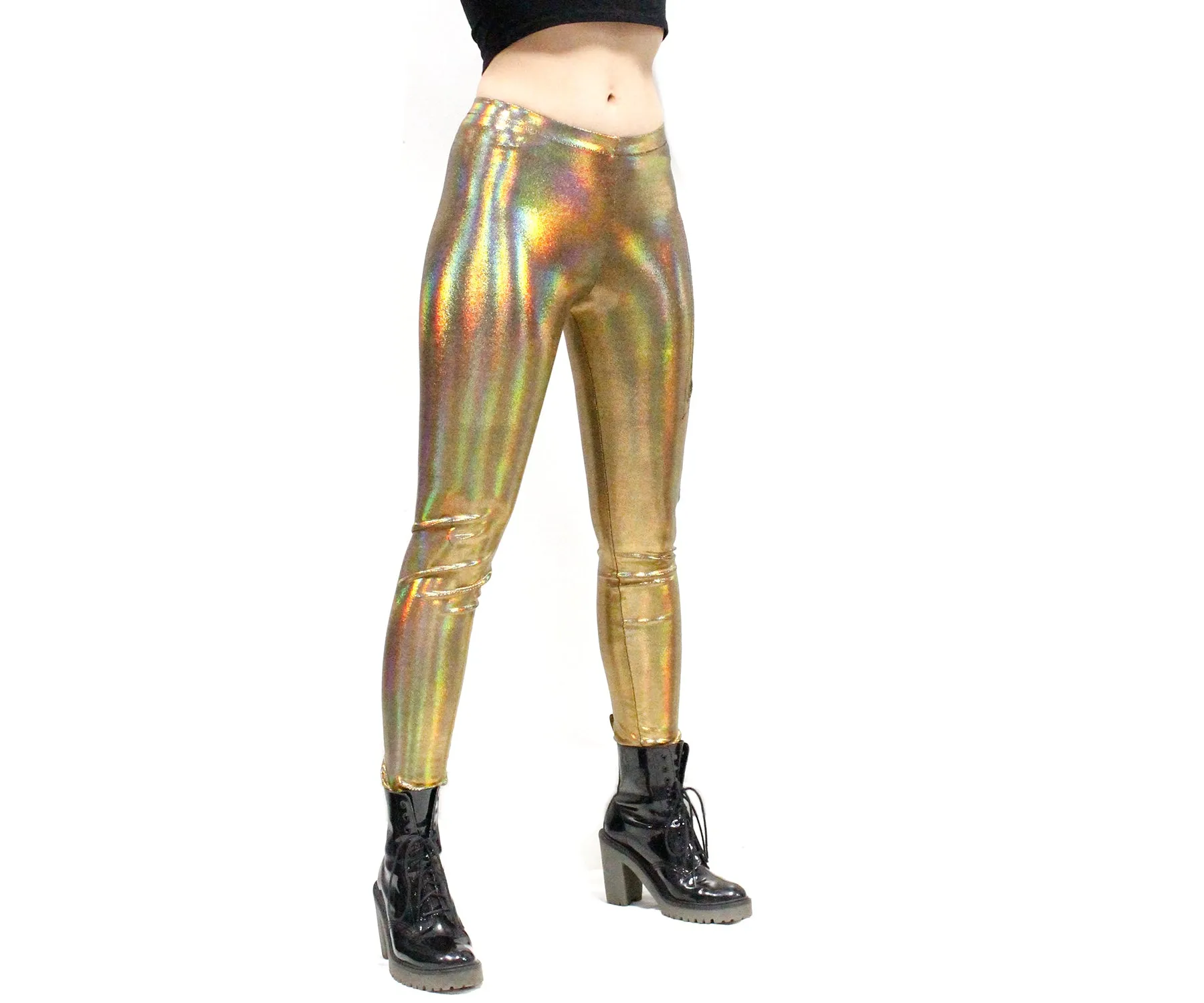 Lightning Leggings in Holographic Gold