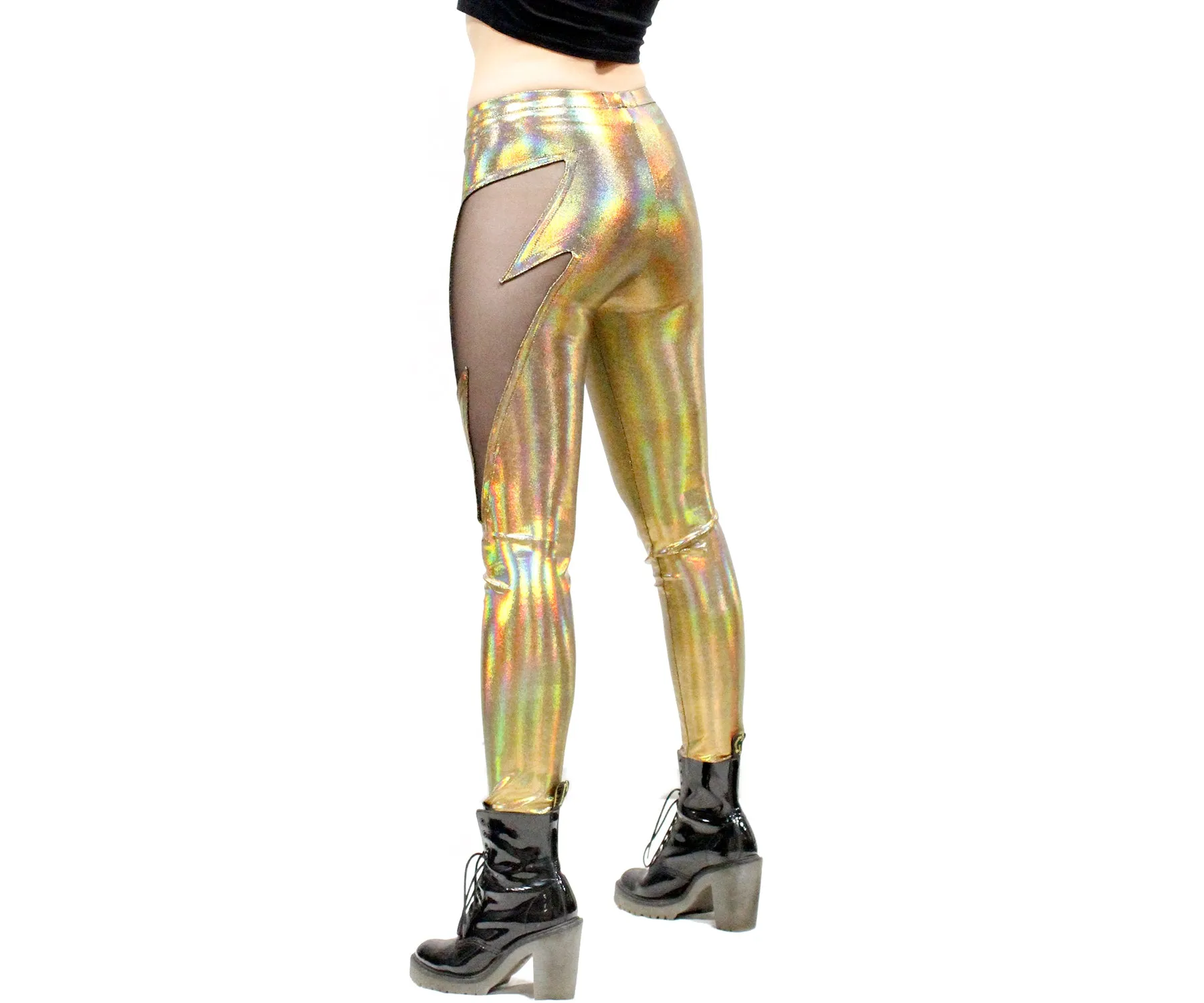 Lightning Leggings in Holographic Gold