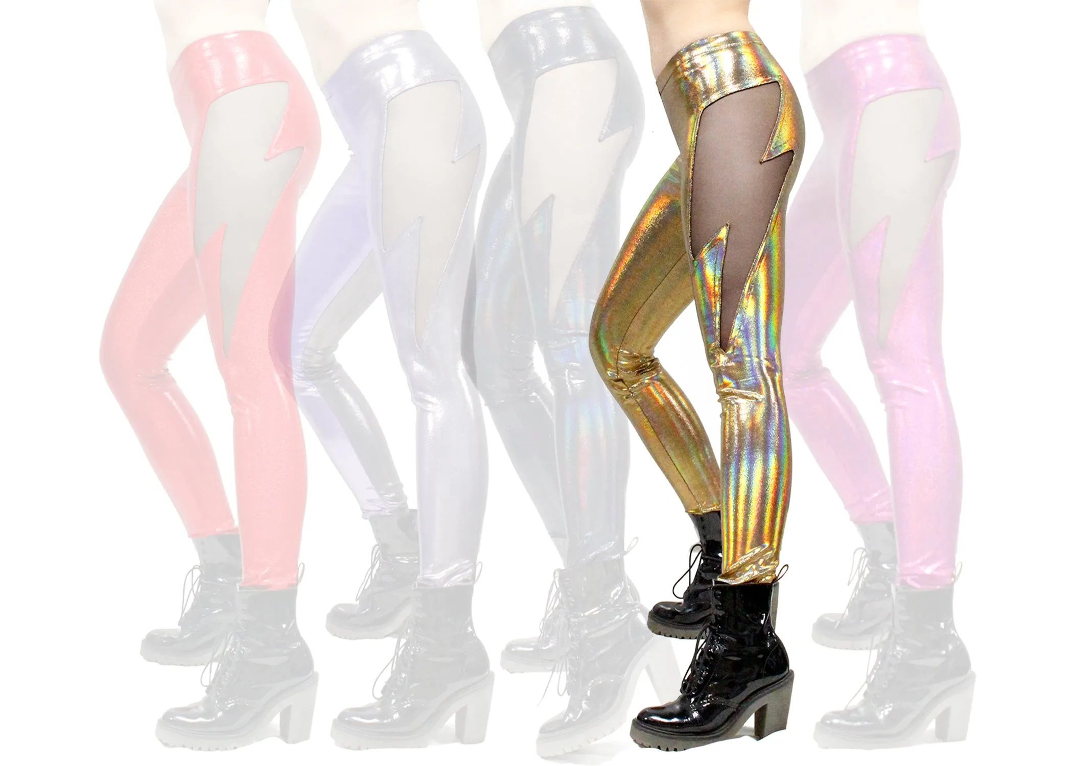 Lightning Leggings in Holographic Gold