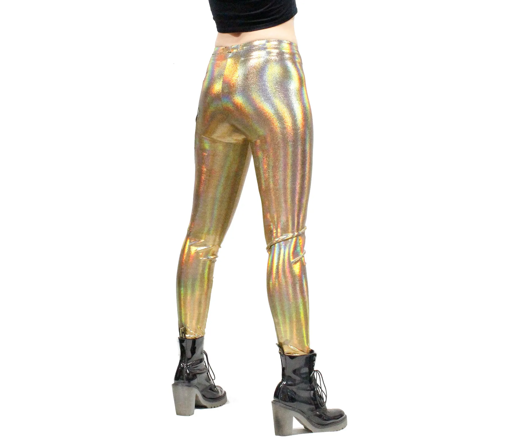 Lightning Leggings in Holographic Gold