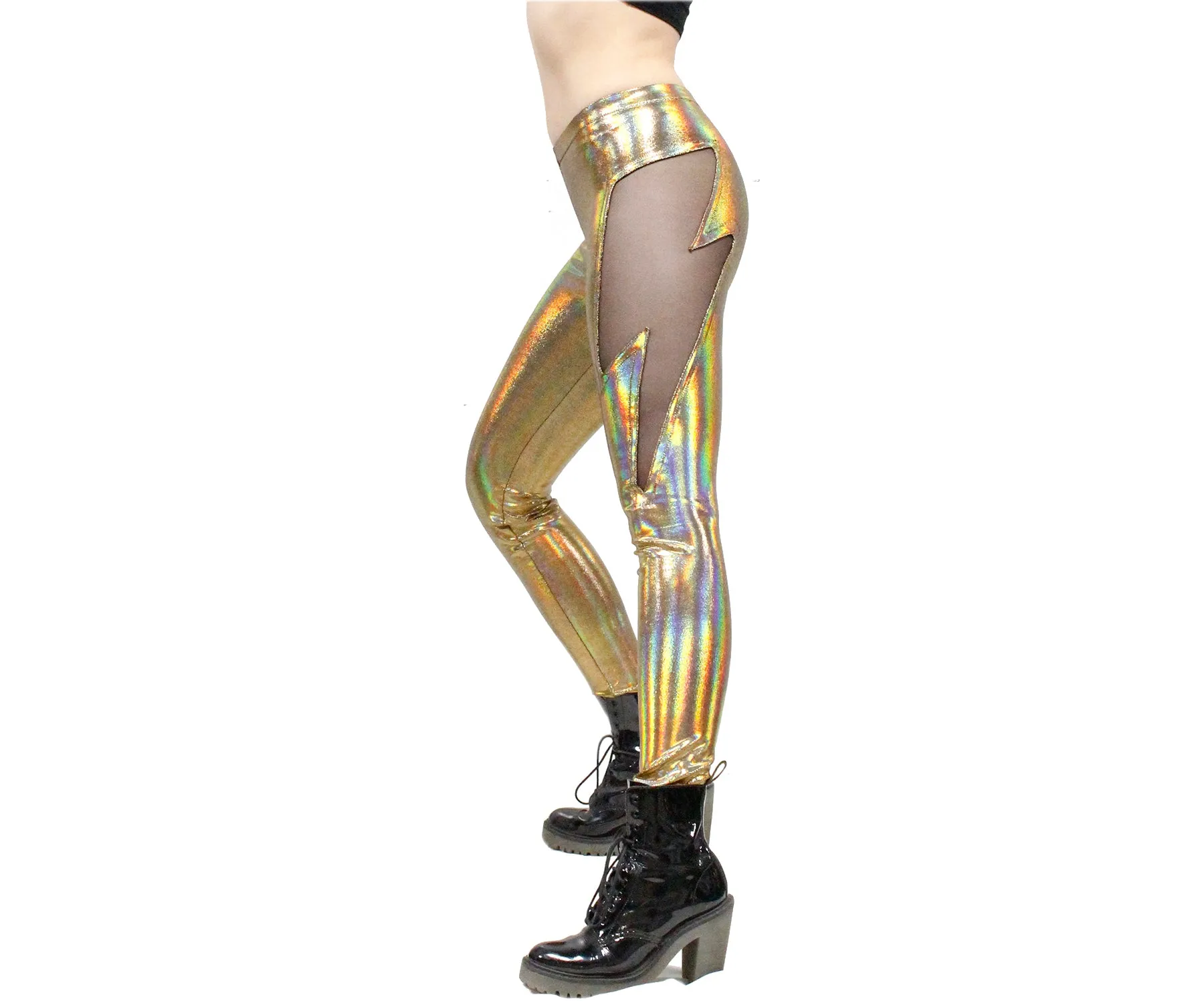 Lightning Leggings in Holographic Gold