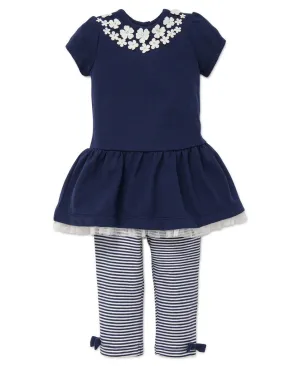 Little Me Navy Dress & Legging Set 18 Months