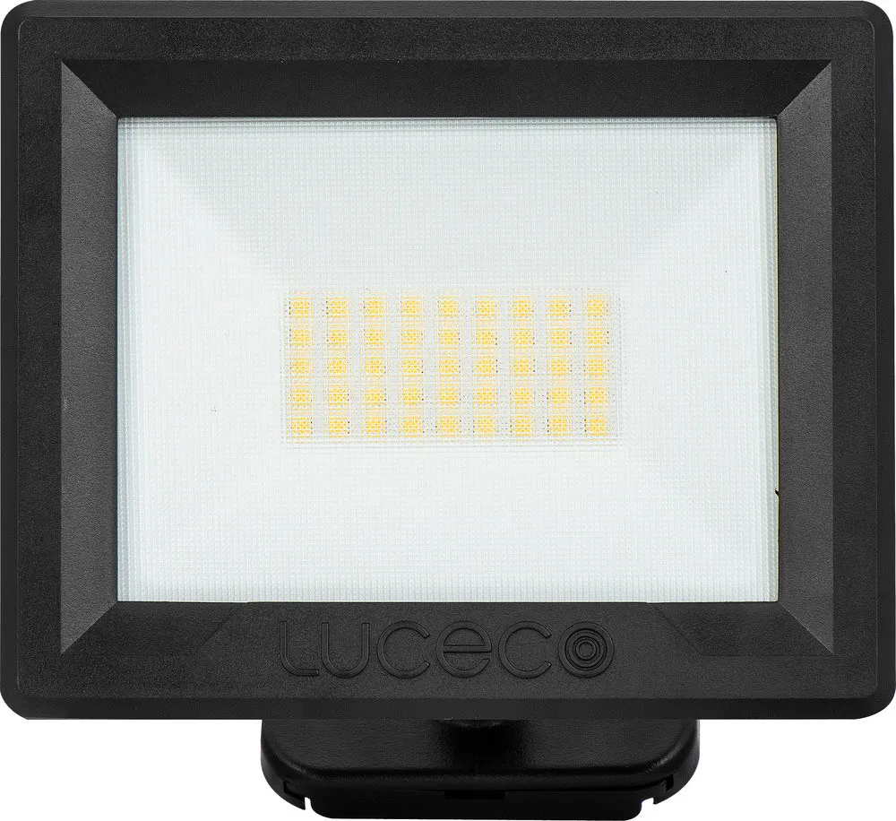 Luceco EFLD30B40-06 30W Essence Security Non-PIR Floodlight with Ball Joint 1m Cable - Black