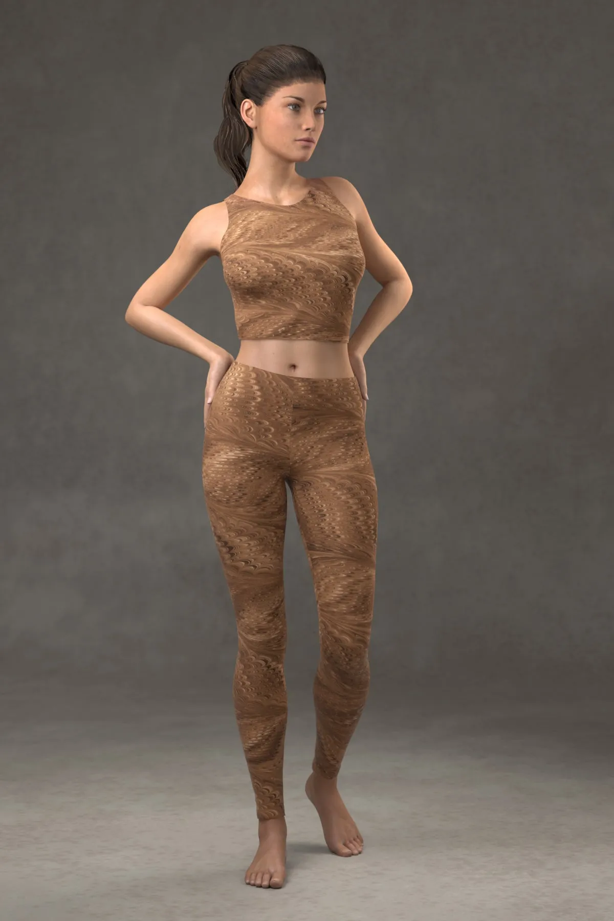 Marbled Butterfly Leggings: Sepia
