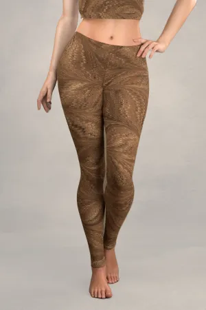 Marbled Butterfly Leggings: Sepia