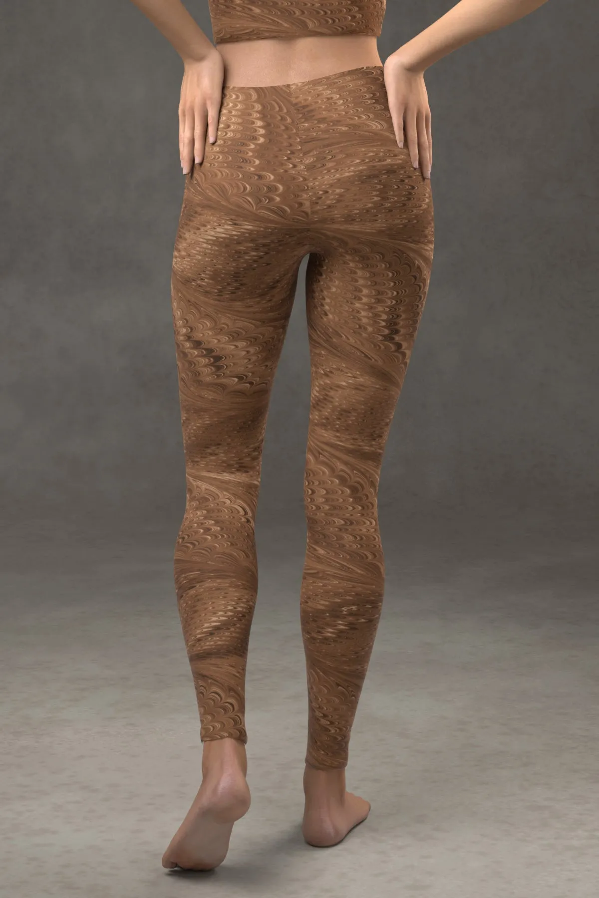 Marbled Butterfly Leggings: Sepia