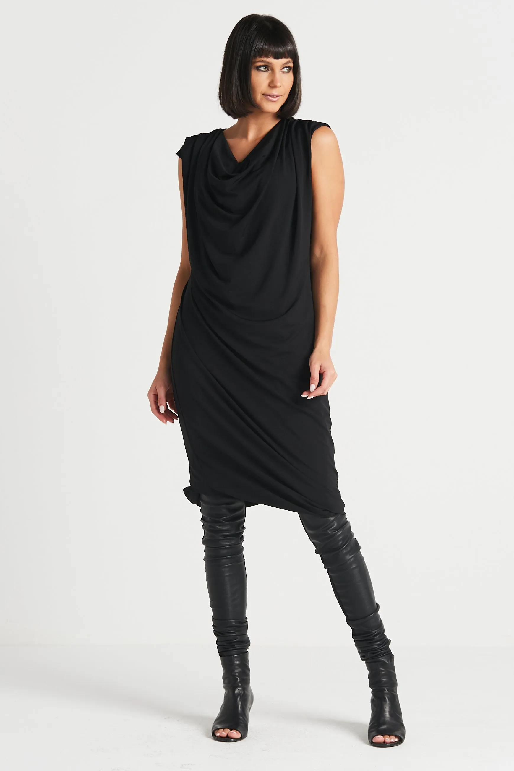 Matte Jersey Drape Dress
