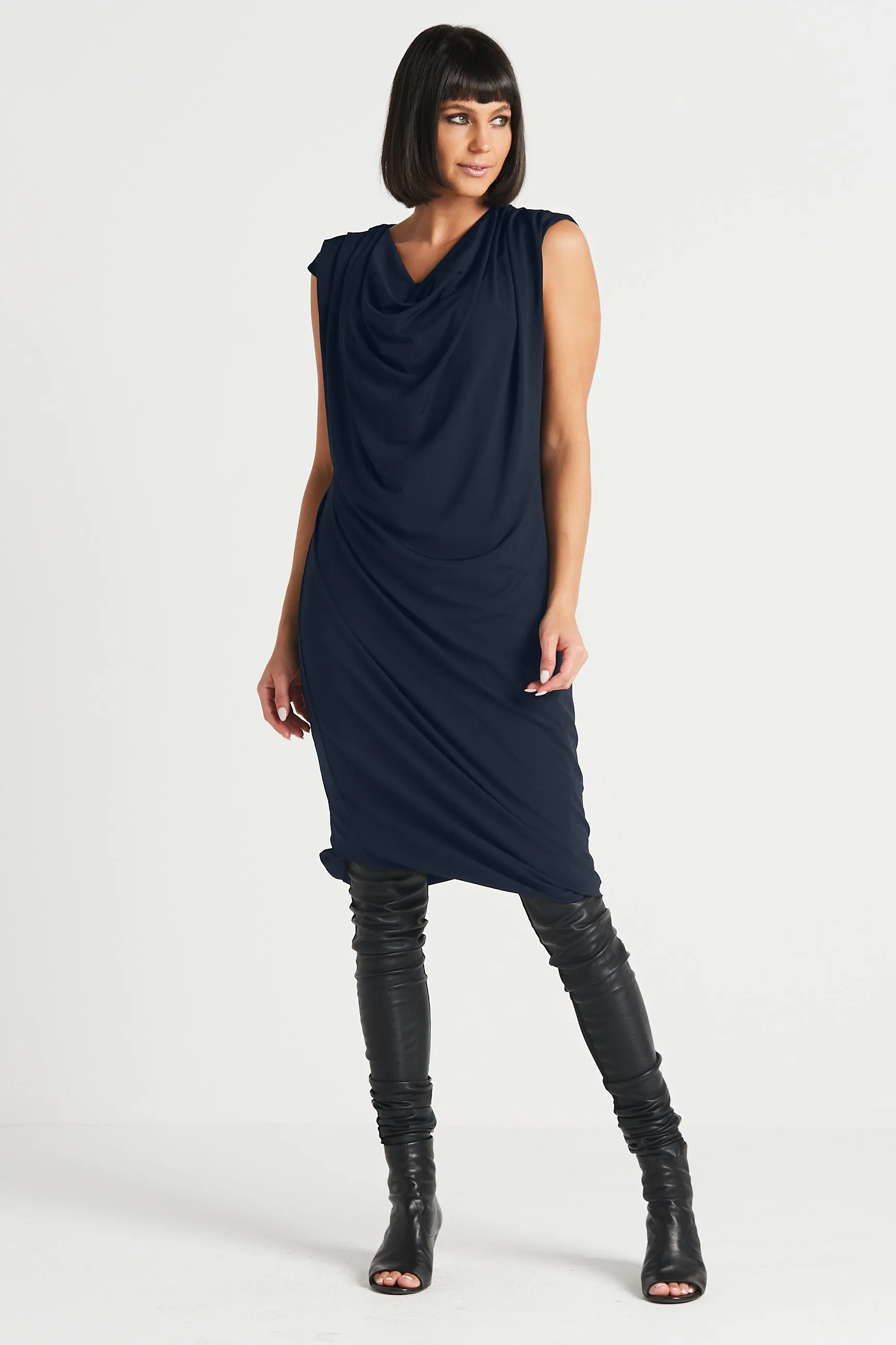 Matte Jersey Drape Dress