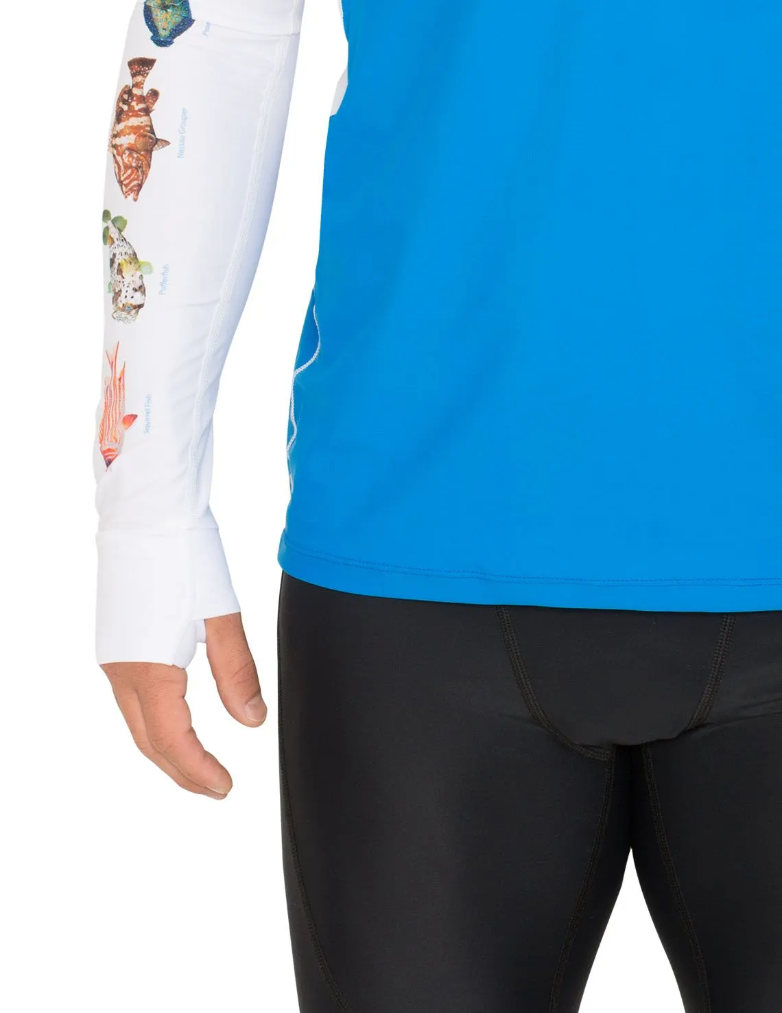 Men's Snorkel Hoodie Rash Guard - Caribbean Fish ID - Black