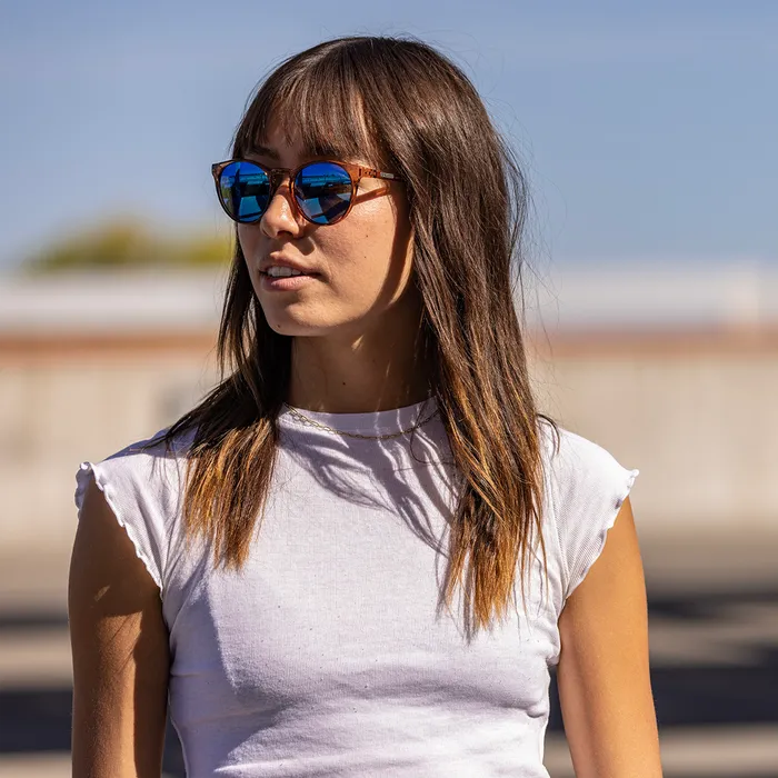 Metric - Transparent Brown   Polarized Blue Mirror Lenses