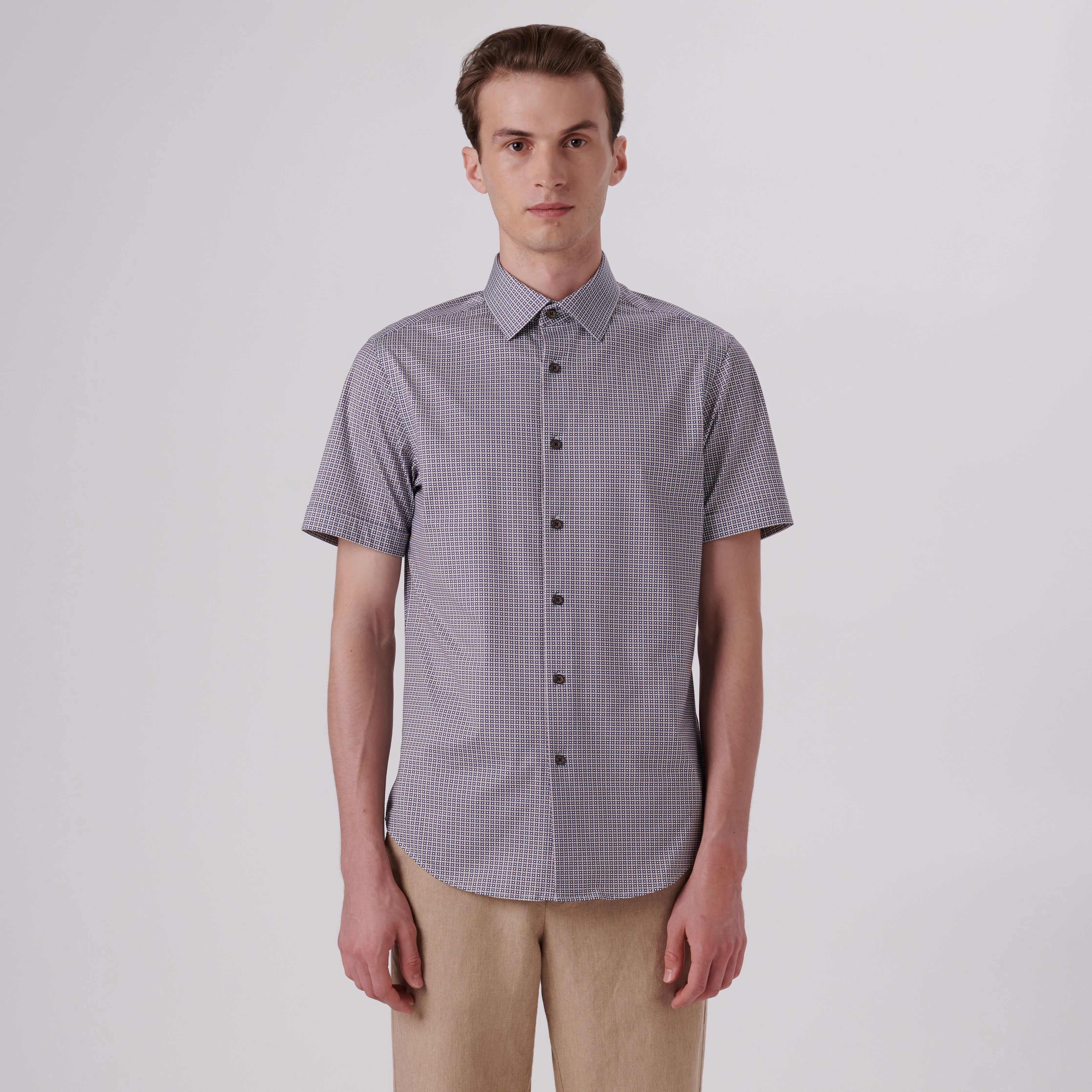 Miles Geometric Print OoohCotton Short Sleeve Shirt