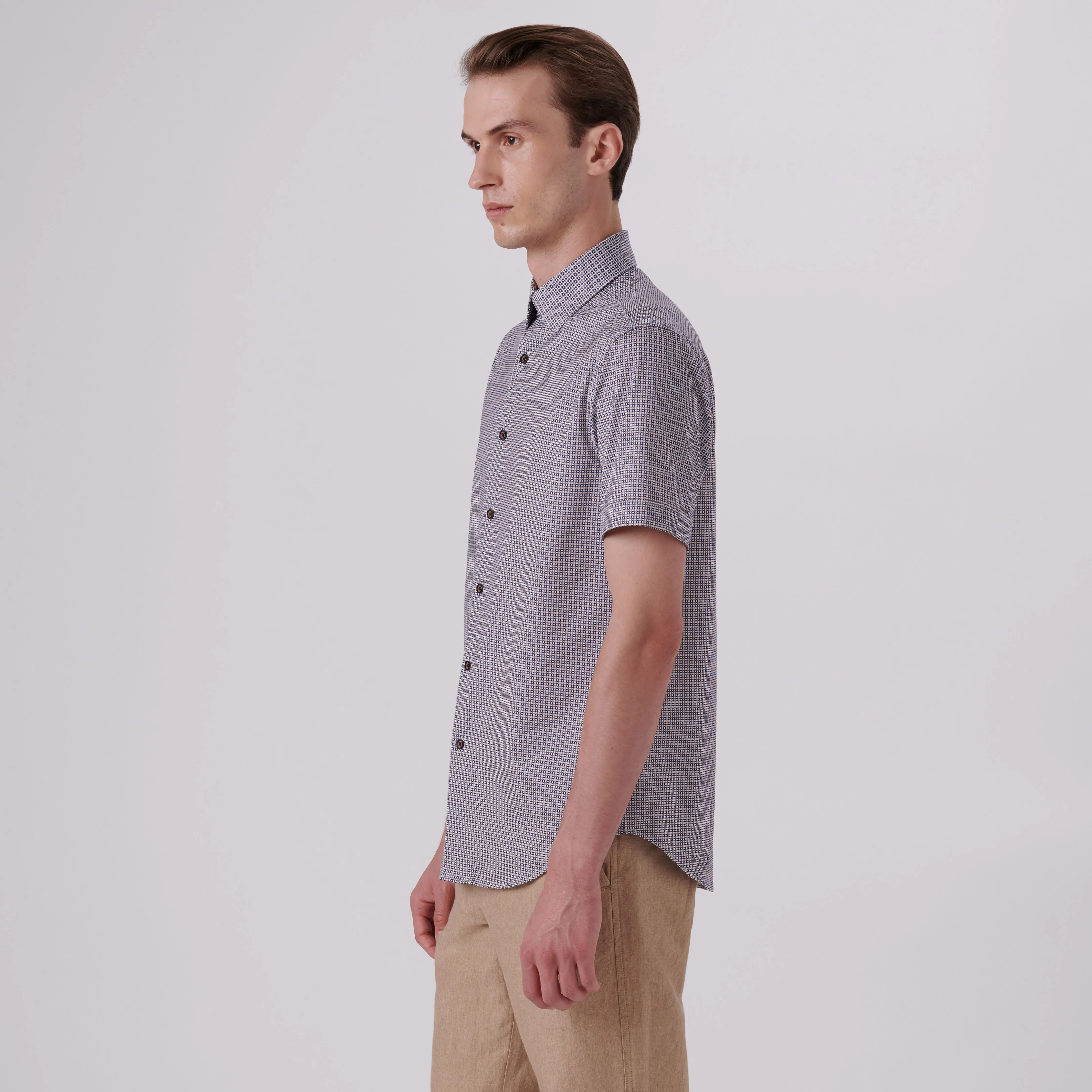 Miles Geometric Print OoohCotton Short Sleeve Shirt