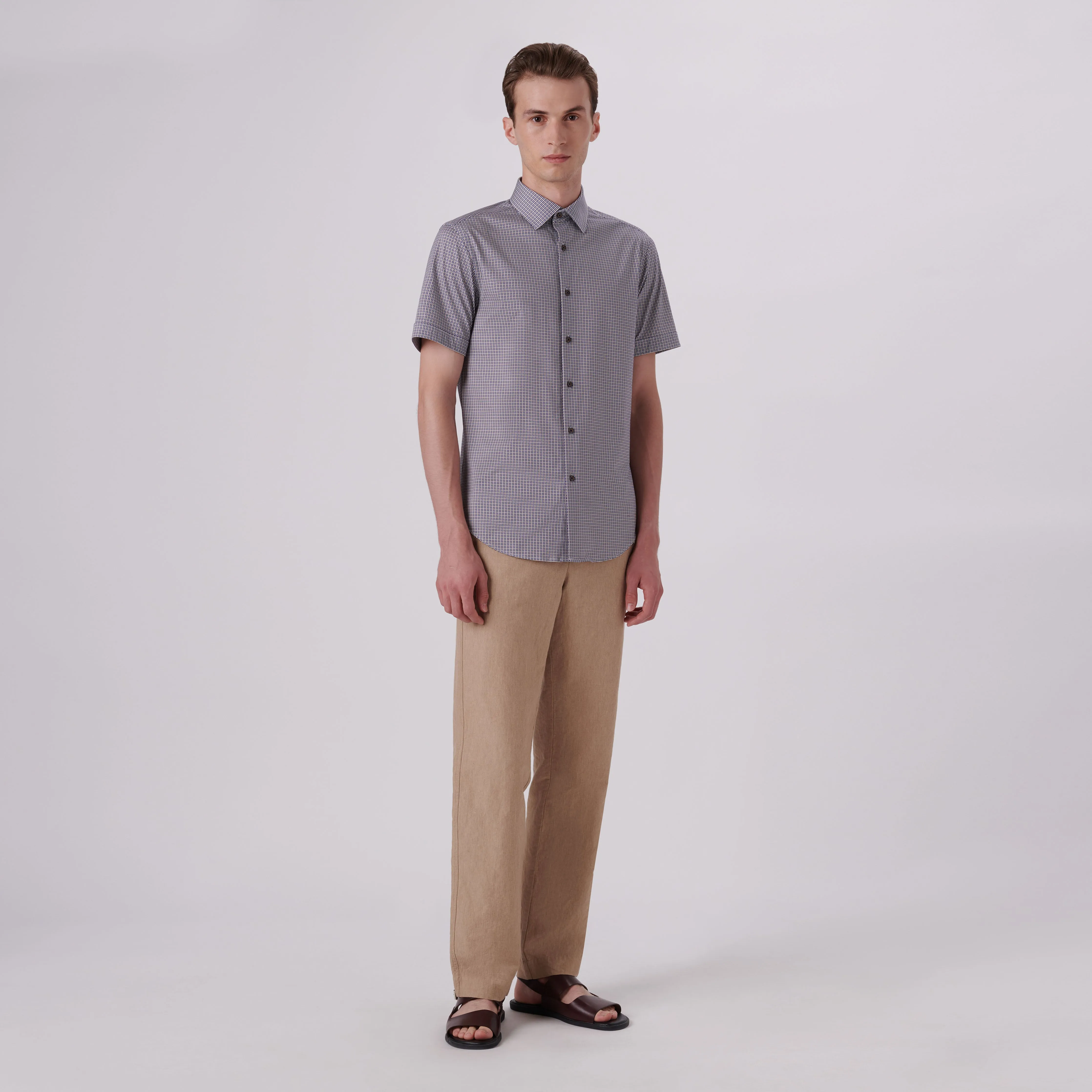 Miles Geometric Print OoohCotton Short Sleeve Shirt
