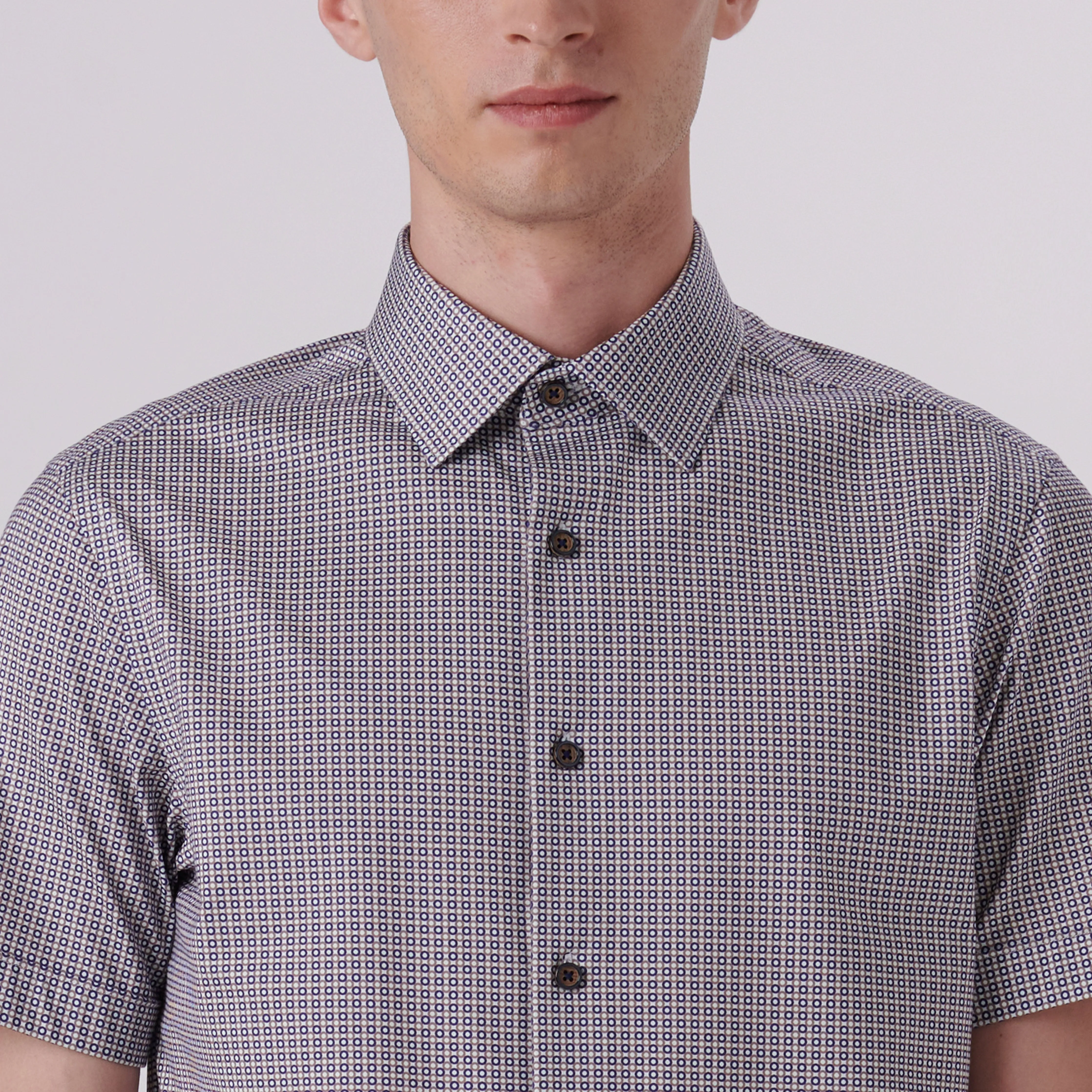Miles Geometric Print OoohCotton Short Sleeve Shirt