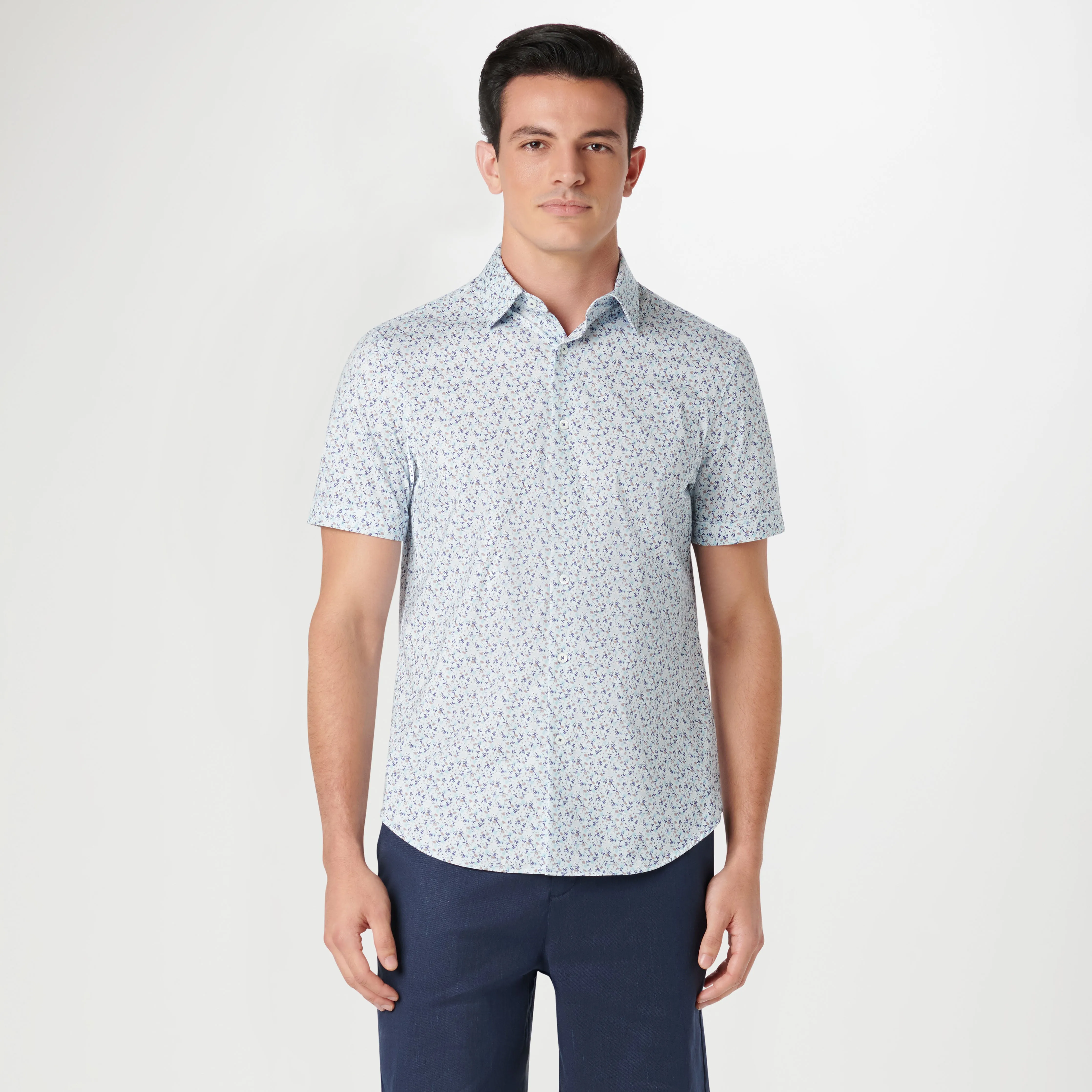 Miles Leaf Print OoohCotton Short Sleeve Shirt