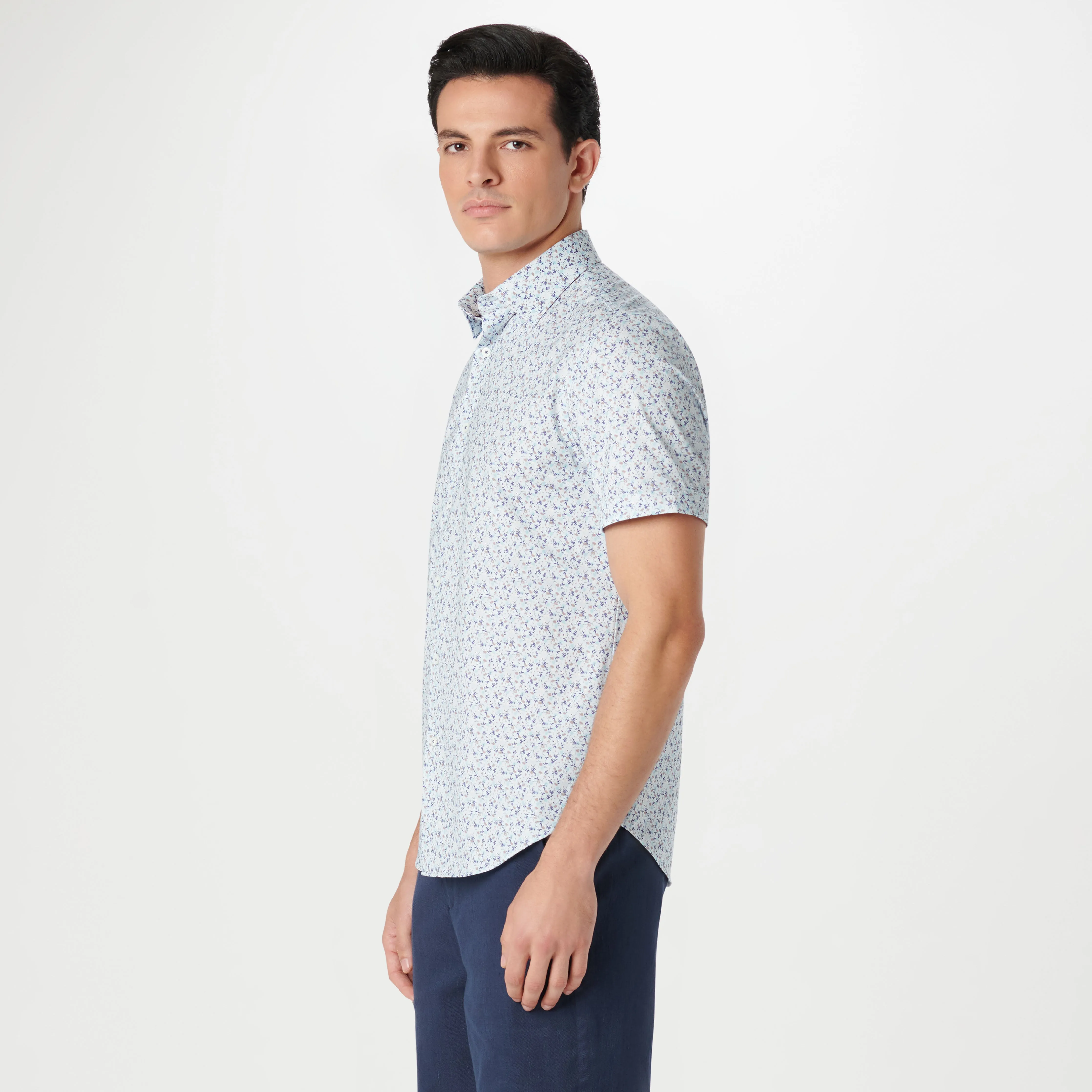 Miles Leaf Print OoohCotton Short Sleeve Shirt