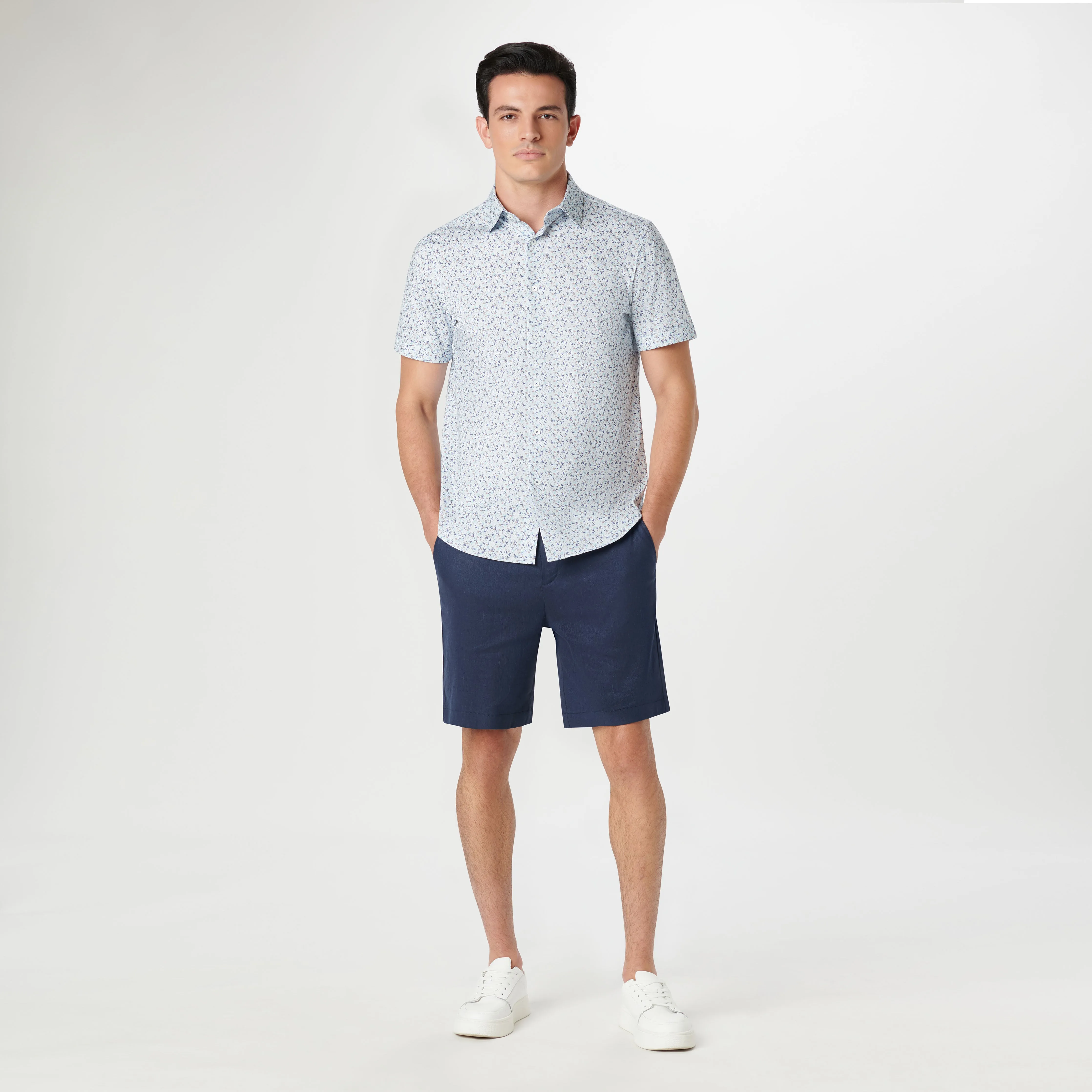 Miles Leaf Print OoohCotton Short Sleeve Shirt